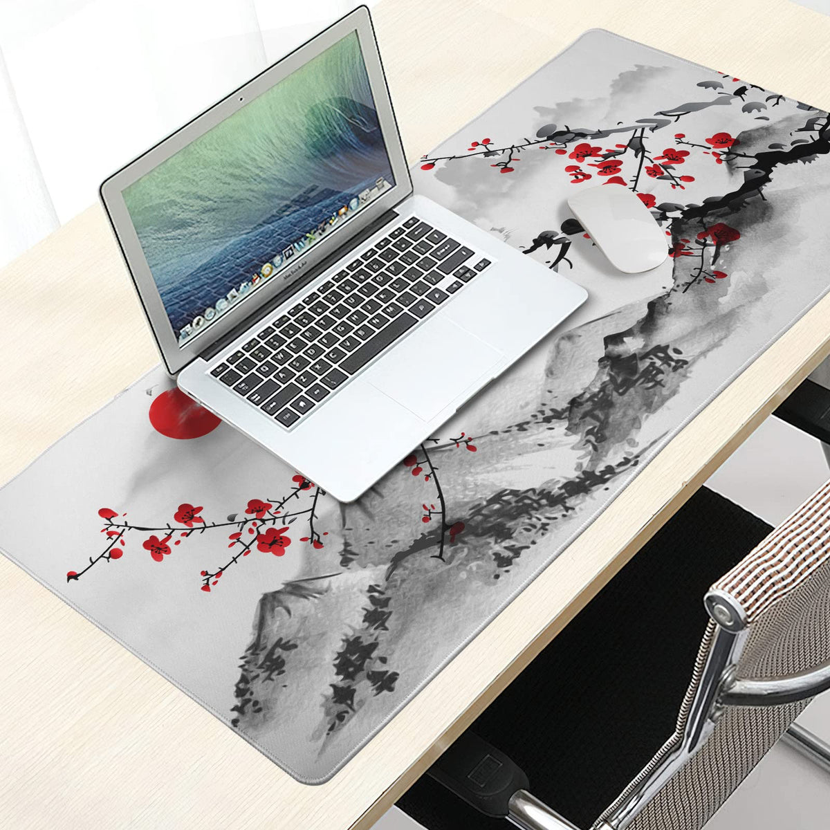Extended Large Gaming Mouse Pad 35.4 X 15.7 Inch XXL Full Desk Japanese Art Style Cherry Blossom &
