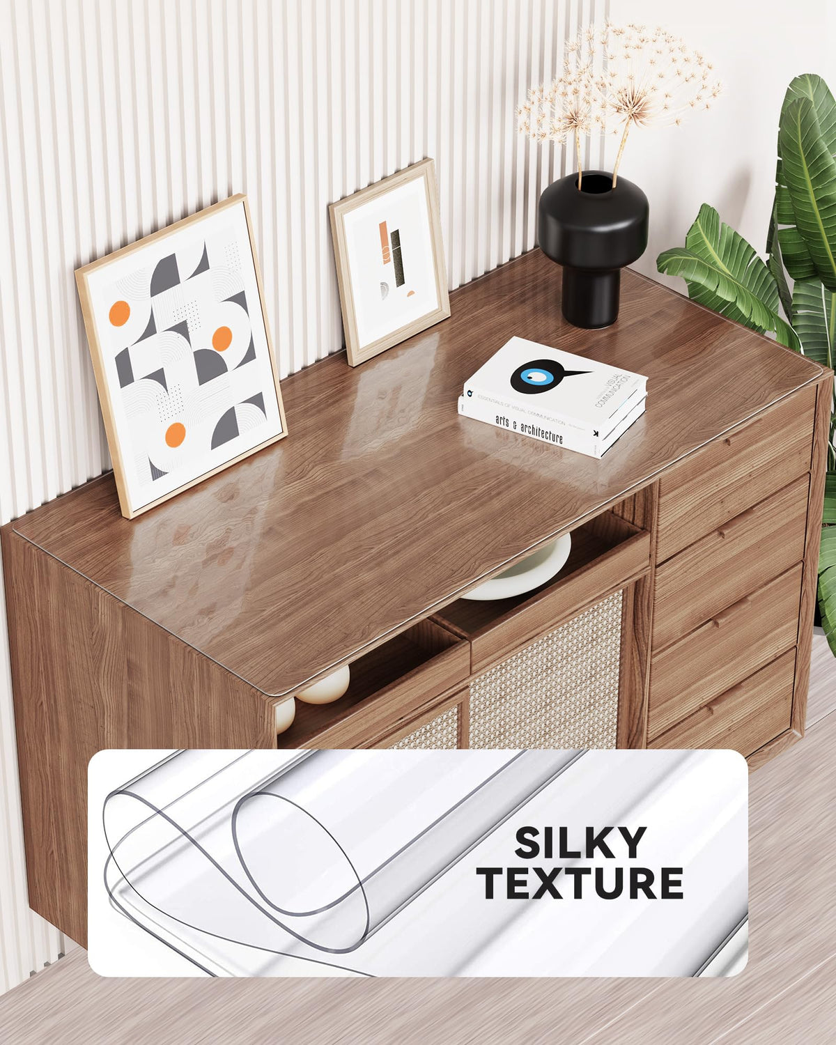 Oterri Clear Writing Desk Pad, 47.2’’x23.6” Heat Resistant Waterproof PVC Round Edge Durable Desk