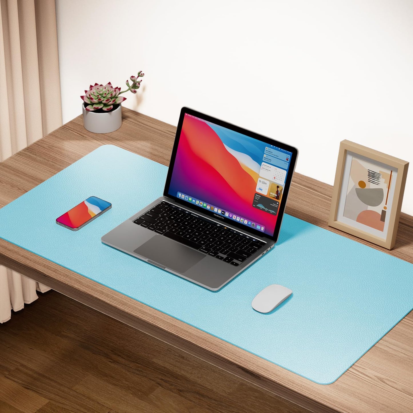 Boutilon Leather Desk Pad Protector,Non-Slip Mouse Pad,Laptop Desk Pad,Office Mouse Mat,Waterproof