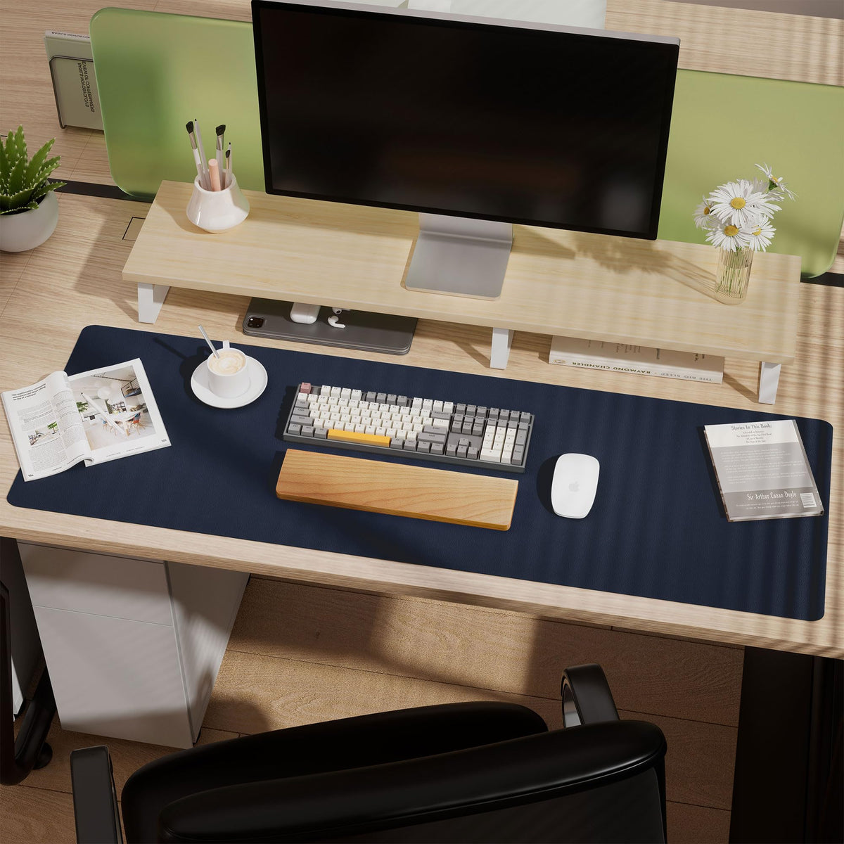 Aothia Leather Desk Pad Protector, Office Desk Mat, Large Mouse Pad, Laptop Desk Pad, Non-Slip PU