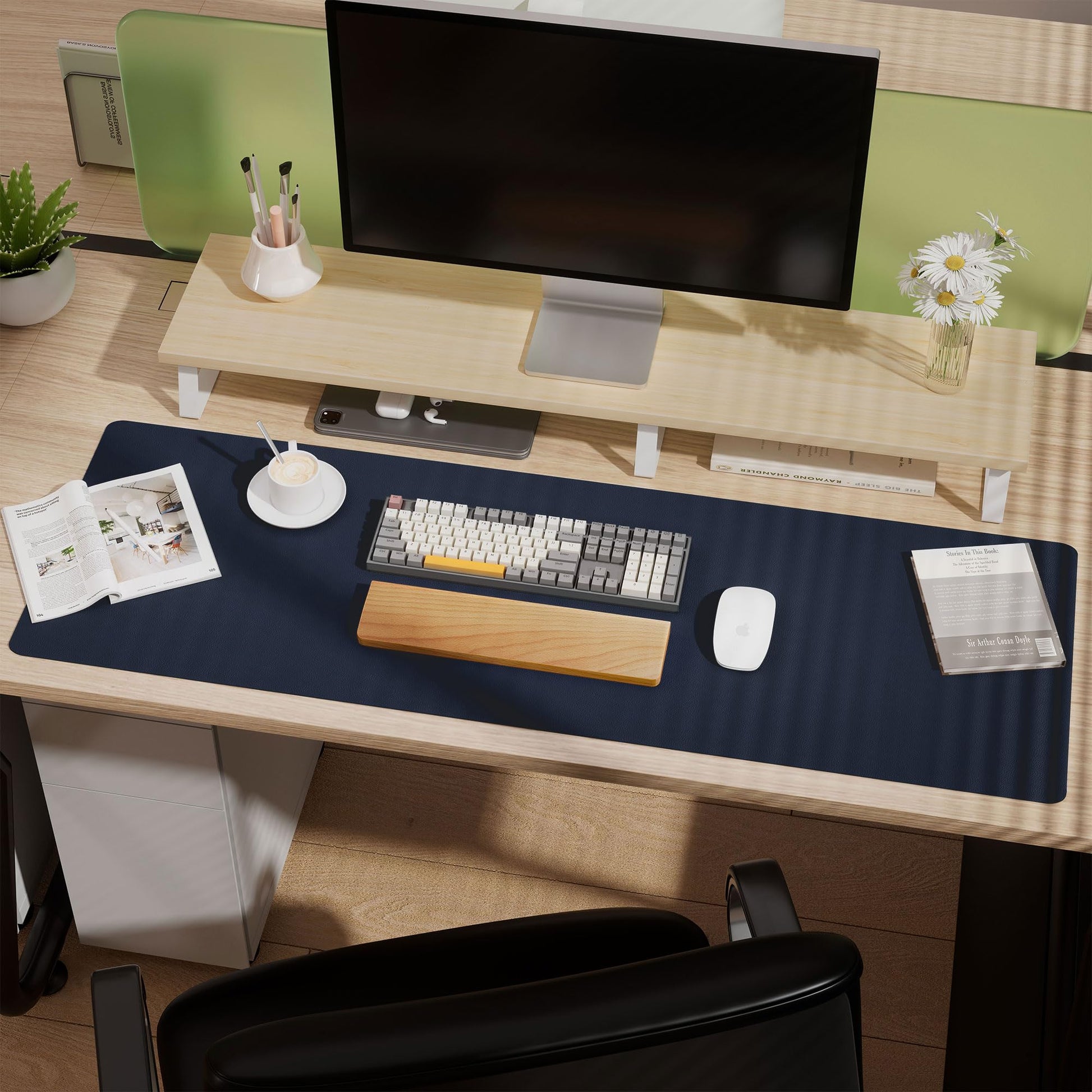 Aothia Leather Desk Pad Protector, Office Desk Mat, Large Mouse Pad, Laptop Desk Pad, Non-Slip PU
