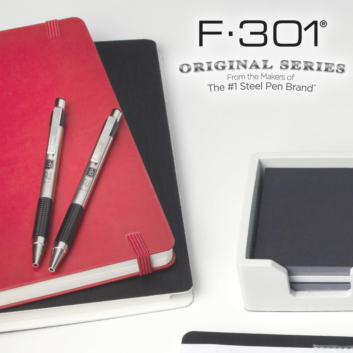 Zebra Pen STEEL F-301 Retractable Ballpoint Pen, Black Ink, 0.7mm, 12-Pack