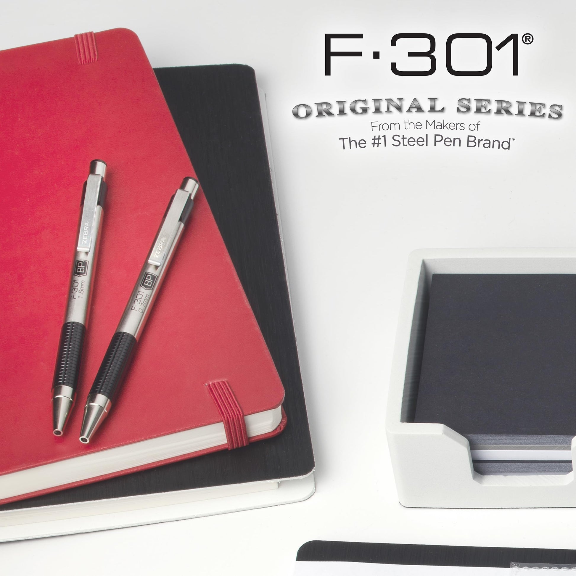 Zebra Pen STEEL F-301 Retractable Ballpoint Pen, Black Ink, 0.7mm, 18-Pack