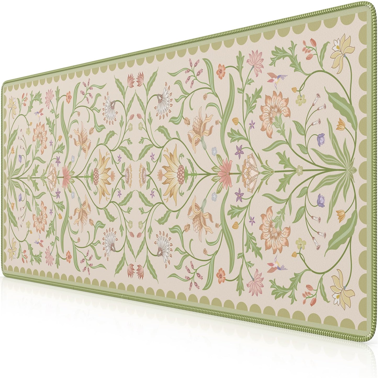 iLeadon Green Floral Desk Mat, Large Mouse Pad for Keyboard and Mouse