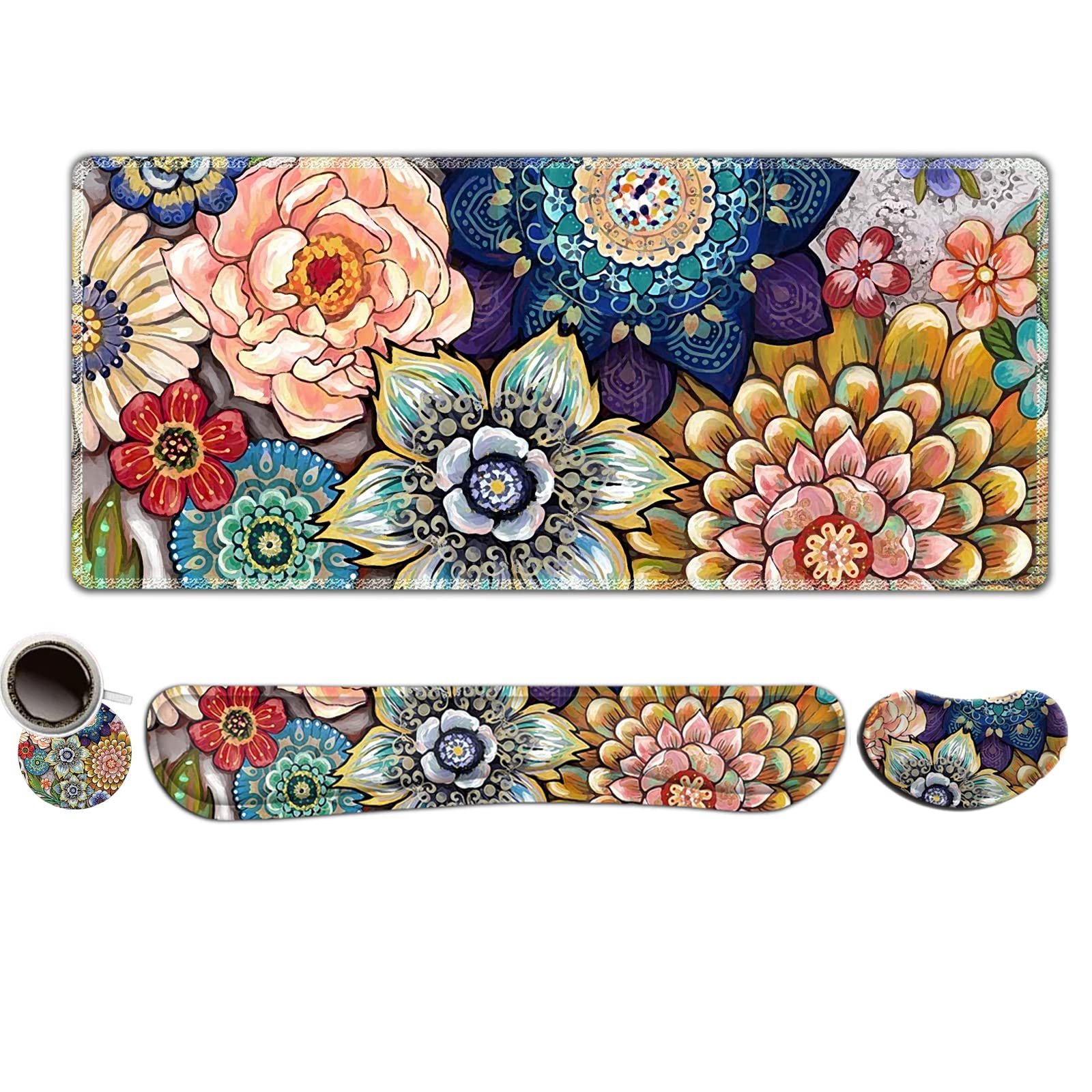 ToLuLu Extended Gaming Mouse Pad, Ergonomic Keyboard Mouse Wrist Rest Set