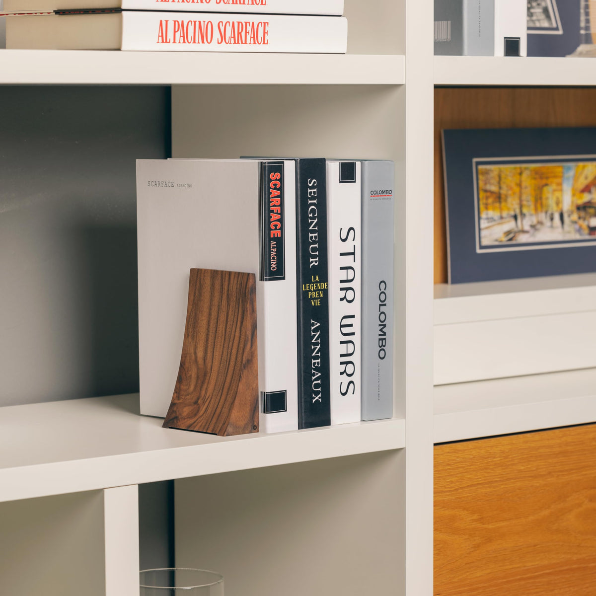 TILISMA Bookends for Heavy Books – Walnut Wood Book Ends for Shelves – Heavy Duty Bookends to Hold