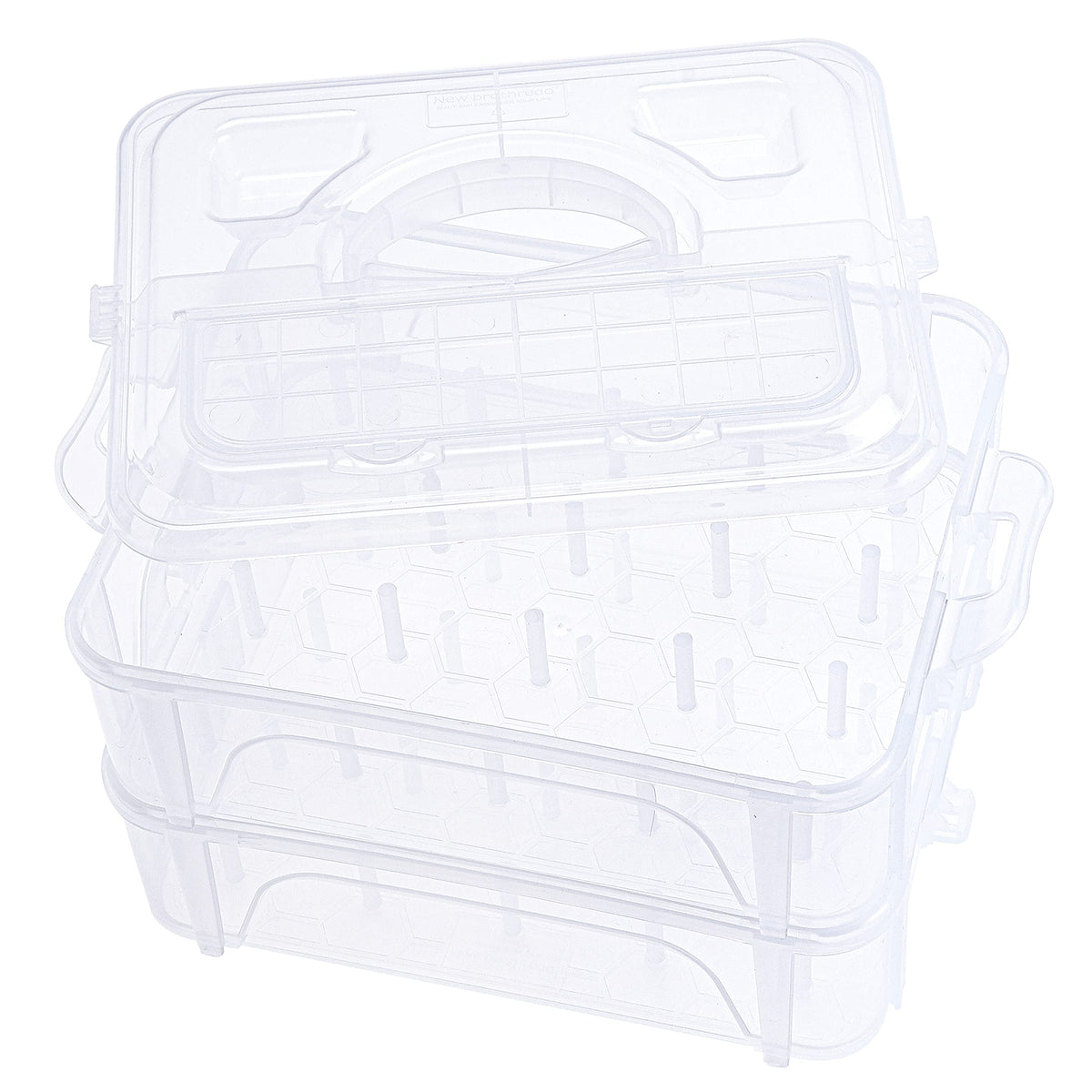 New brothread 2 Layer Stackable Clear Storage Box Organizer