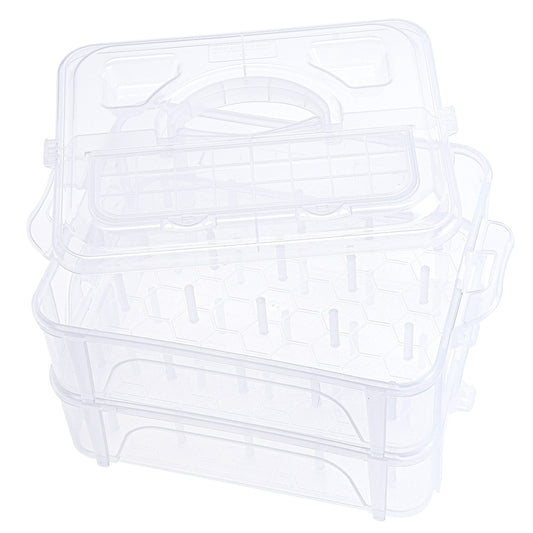 New brothread 2 Layer Stackable Clear Storage Box Organizer