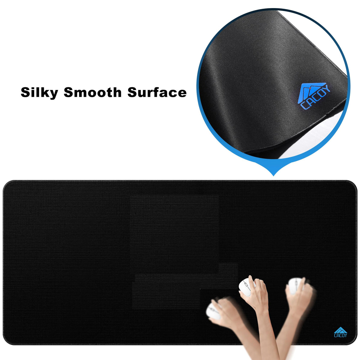 Cacoy 48"x24" XXL Large Gaming Mouse Pad, Non-Slip Computer Desk Mat, Black