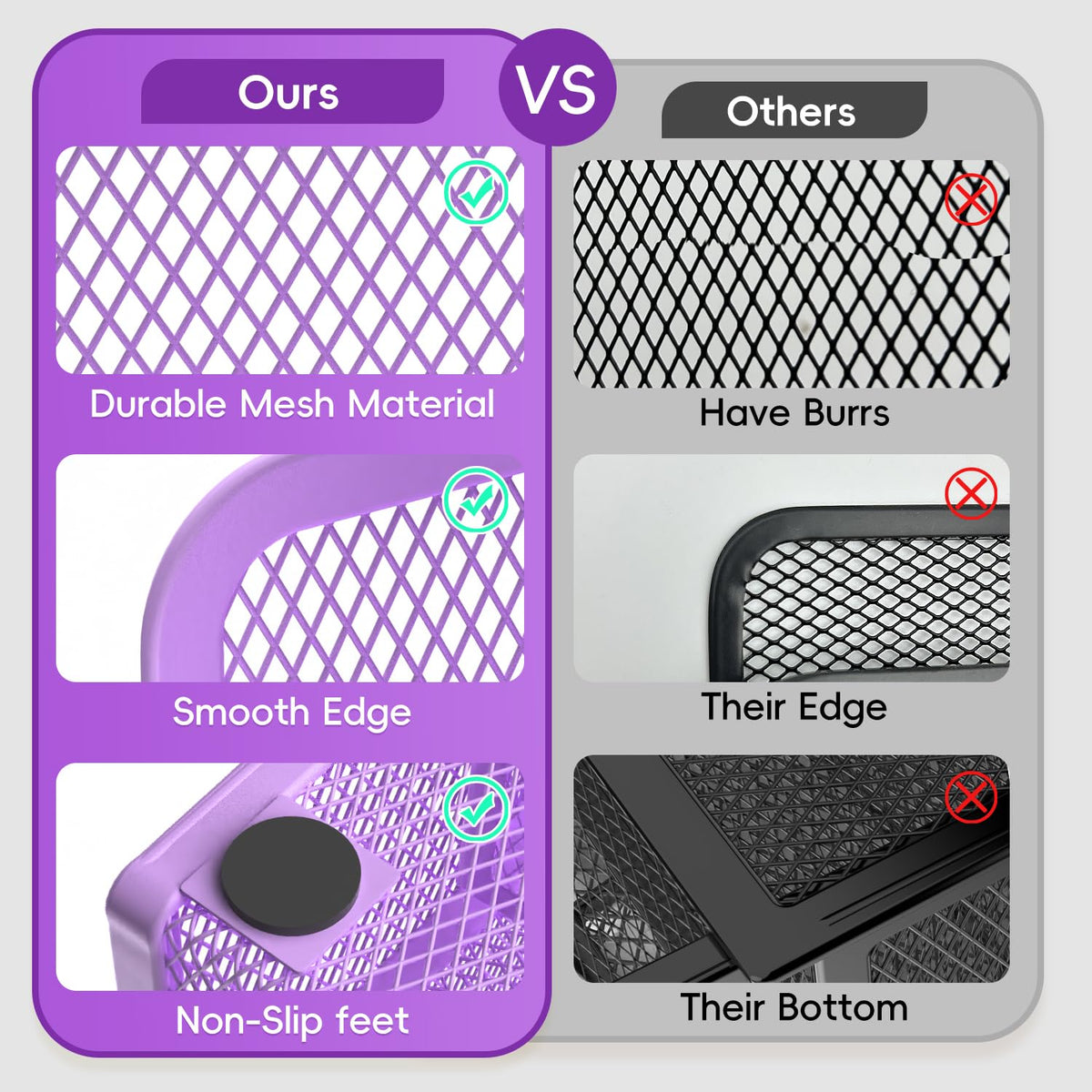 ReePlan Mesh Pen Organizer for Desk, 13 Compartments with Drawer， Purple