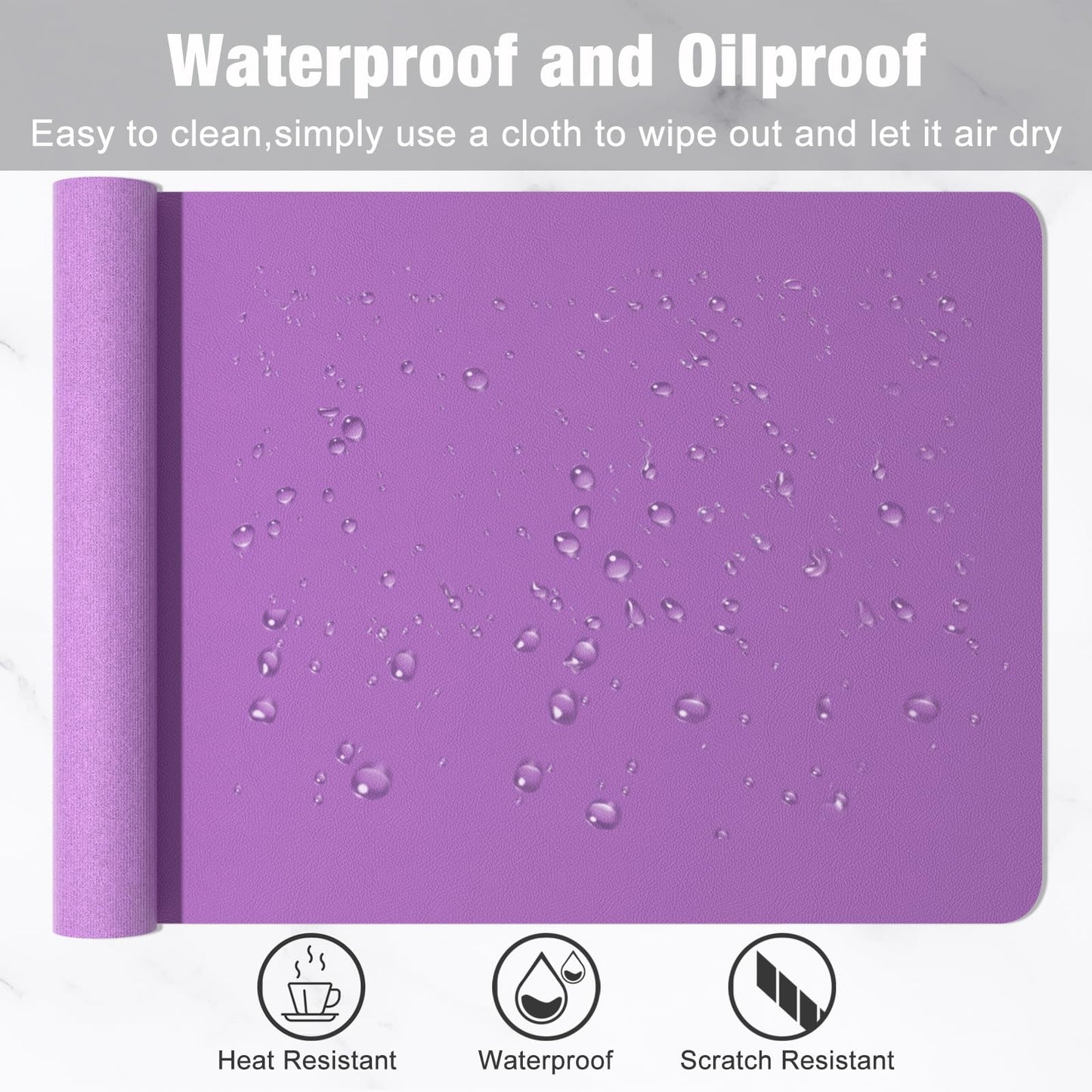 Hsurbtra Desk Pad, 35.5" x 17" PU Leather Desk Mat, XXL Extended Mouse Pad, Waterproof Desktop