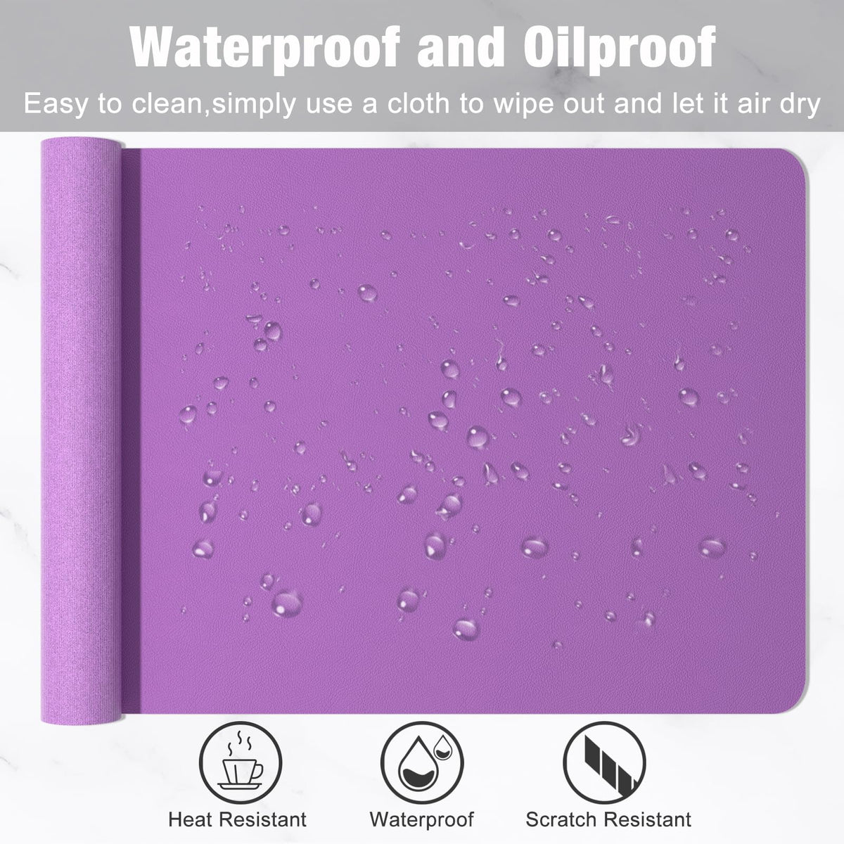 Hsurbtra Desk Pad, 35.5" x 17" PU Leather Desk Mat, XXL Extended Mouse Pad, Waterproof Desktop
