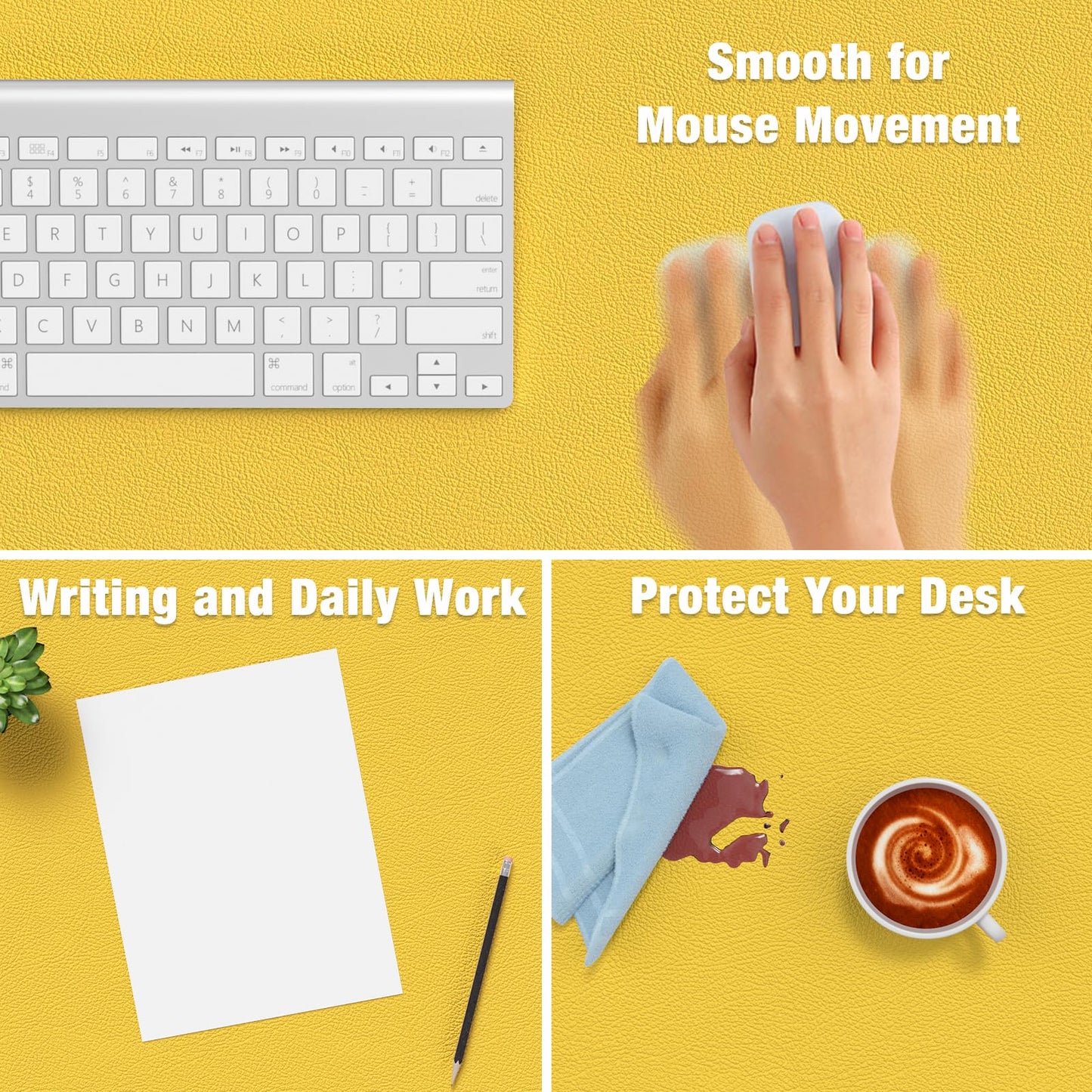 Hsurbtra Desk Pad, 35.5" x 17" PU Leather Desk Mat, XXL Extended Mouse Pad, Waterproof Desktop