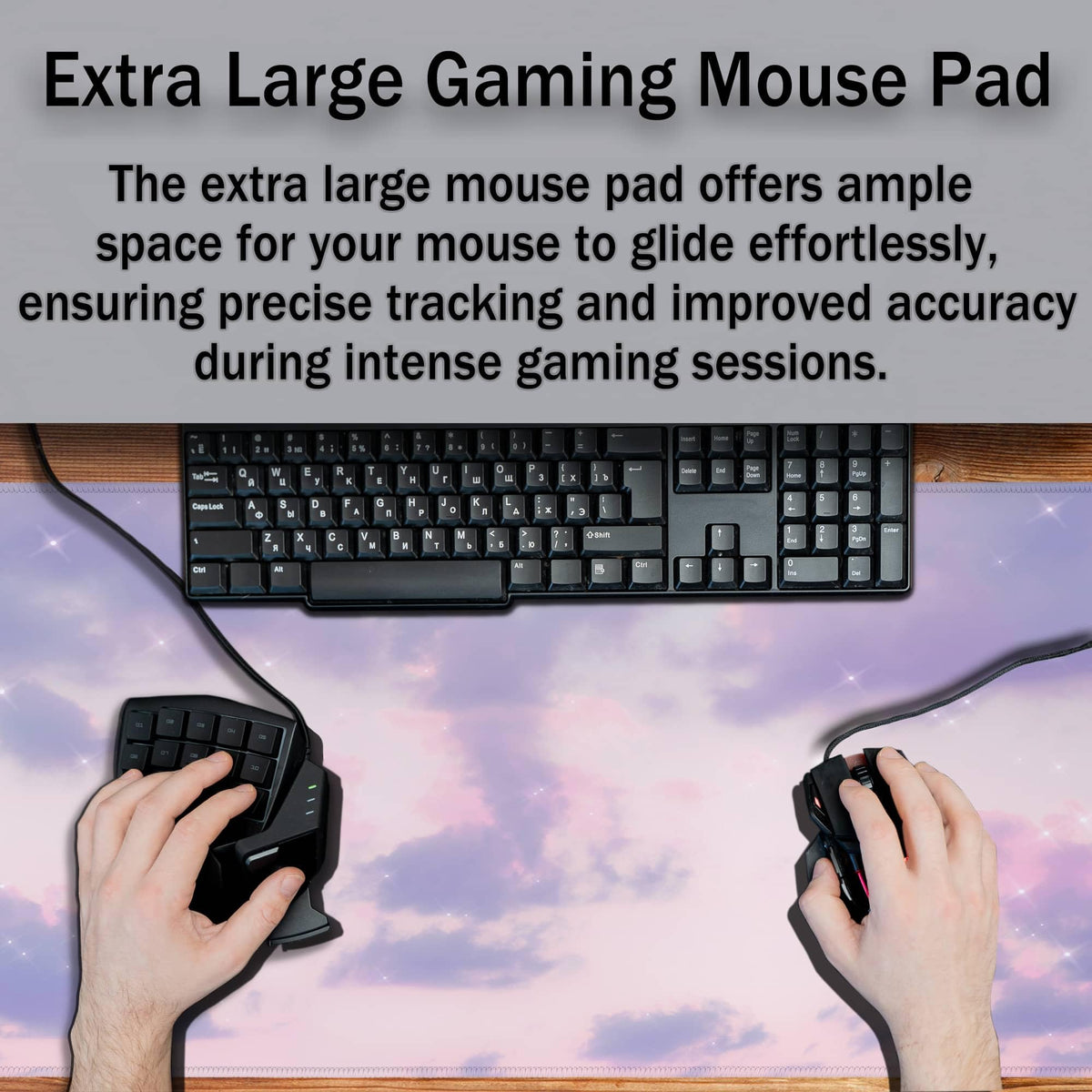 Samgula Keyboard Mouse Pad Pink, Desktop Mat Desk Decor for Girls Big Mouse Pad, Desk Pad Gaming