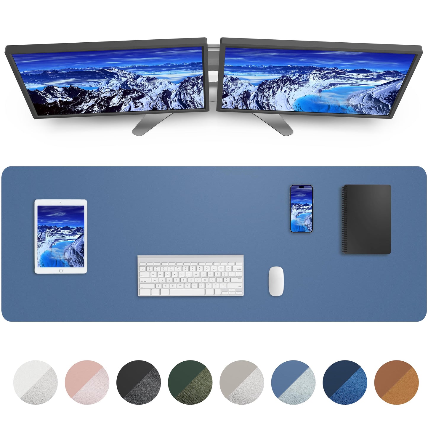 AFIING Leather Desk Pad Protector,Mouse Pad,Office Desk Mat, Non-Slip PU Leather Desk Blotter,Large