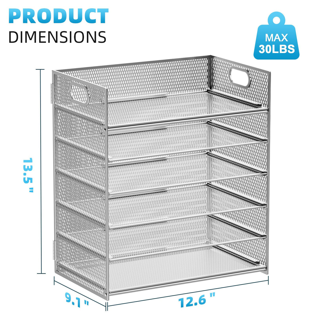 Marbrasse Paper Letter Tray - 6 Tier Mesh File Organizer with Handle, Paper Sorter for Letter/A4
