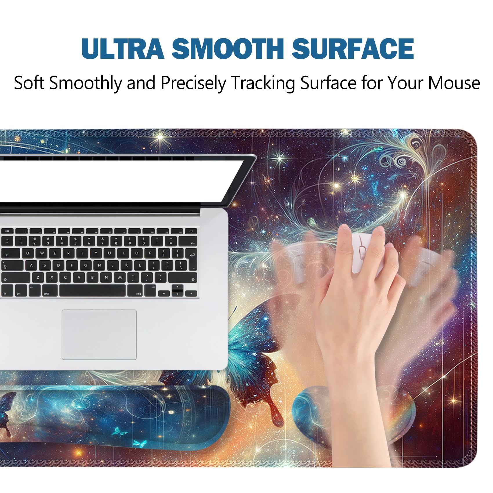 ToLuLu Large Mouse Pad Desk Pad Set, Wrist Rest Support Desk Mat for Keyboard and Mouse, 4PCS