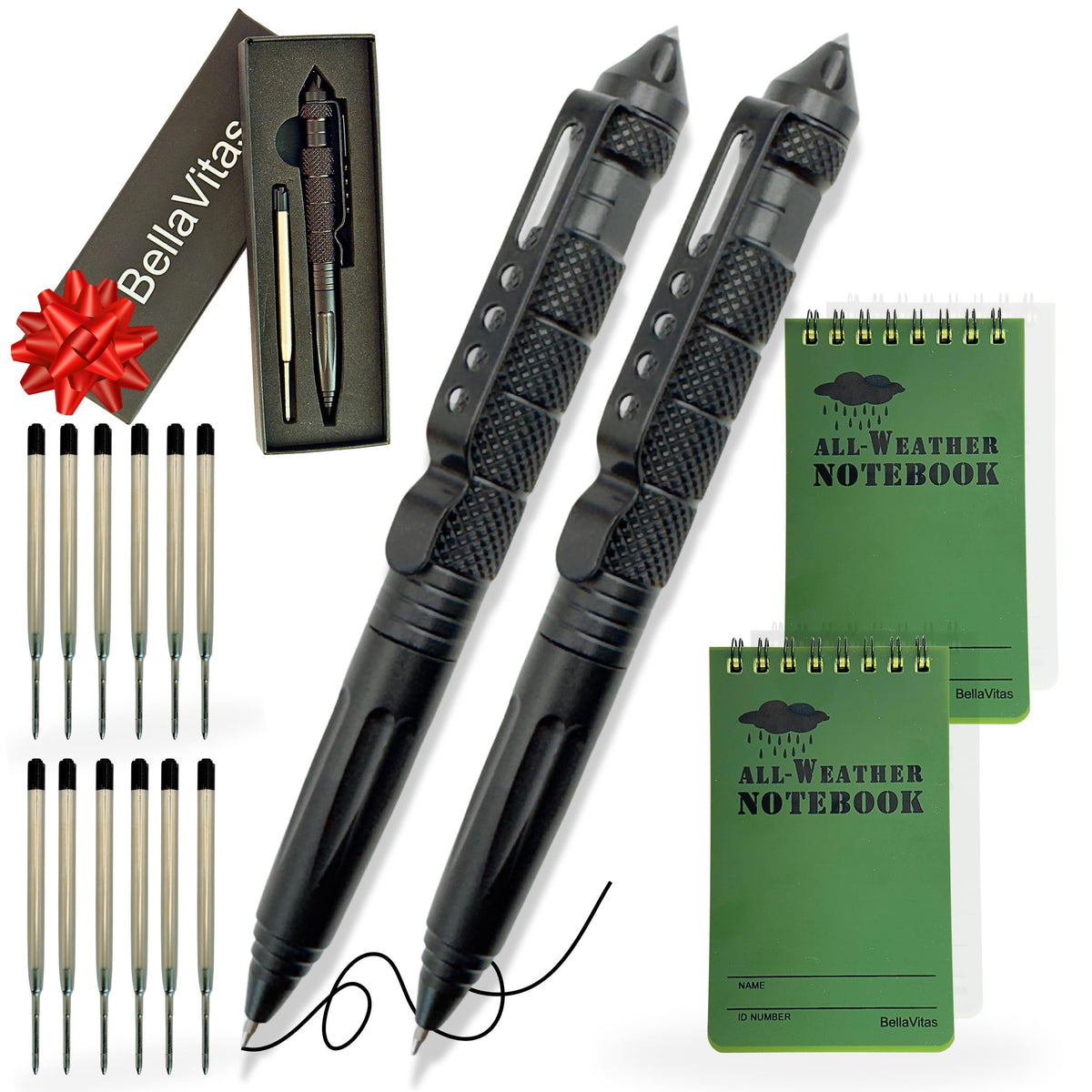 BellaVitas Military Tactical Pen, Emergency Glass Breaker Pen, Tactical EDC Pen, Multitool pen