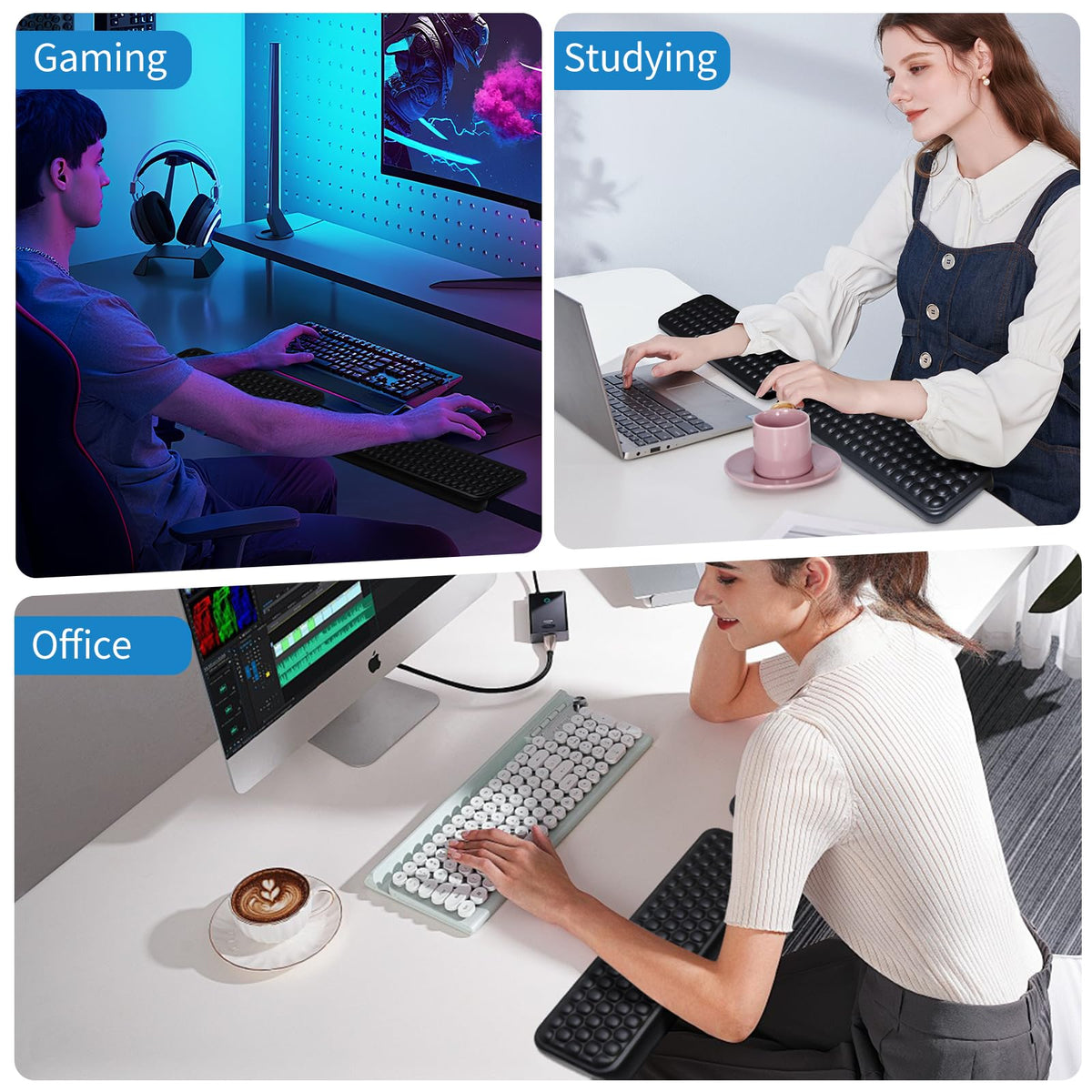 L-Shaped Desk Elbow Pad for Desk, 2-Piece Ergonomic Desk Edge Cushion, PU Leather Elbow Support