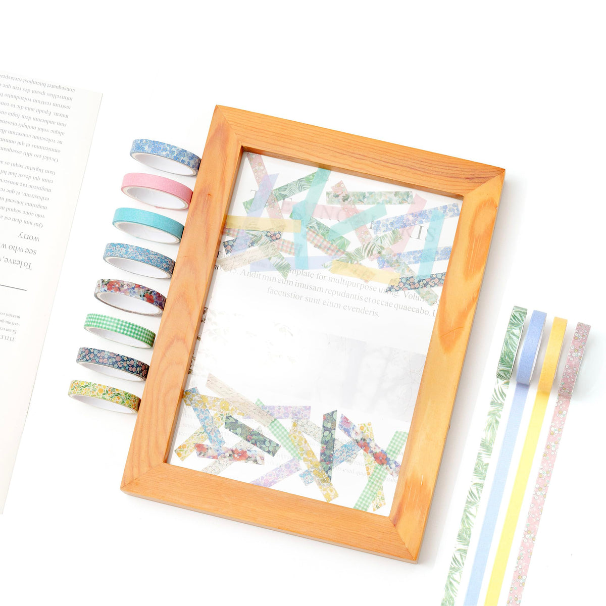 YUBX Vintage Washi Tape Set 20 Rolls Skinny Retro Decorative Antique Patterns Masking Tapes for
