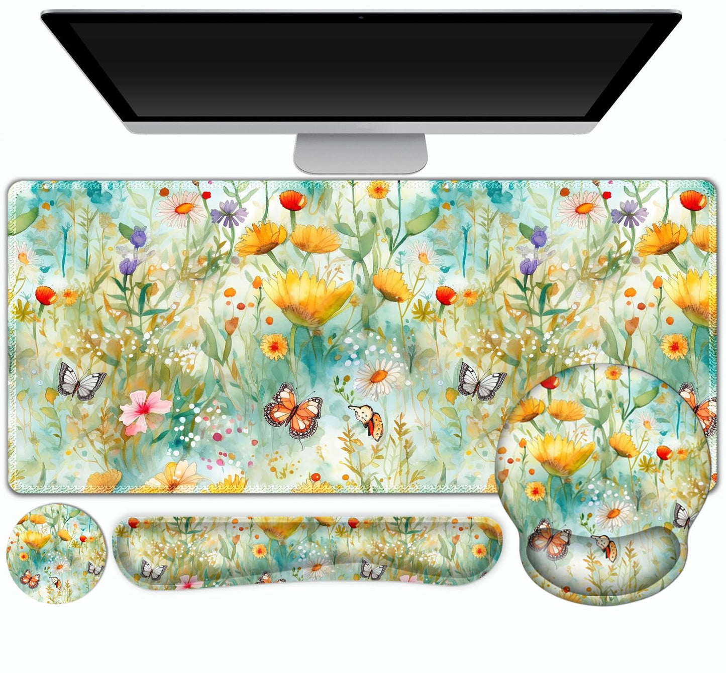 Gaming Mouse Pad, Large Desk Mat, Cute Desk Pad Protector 4in1 XXL Mousepad
