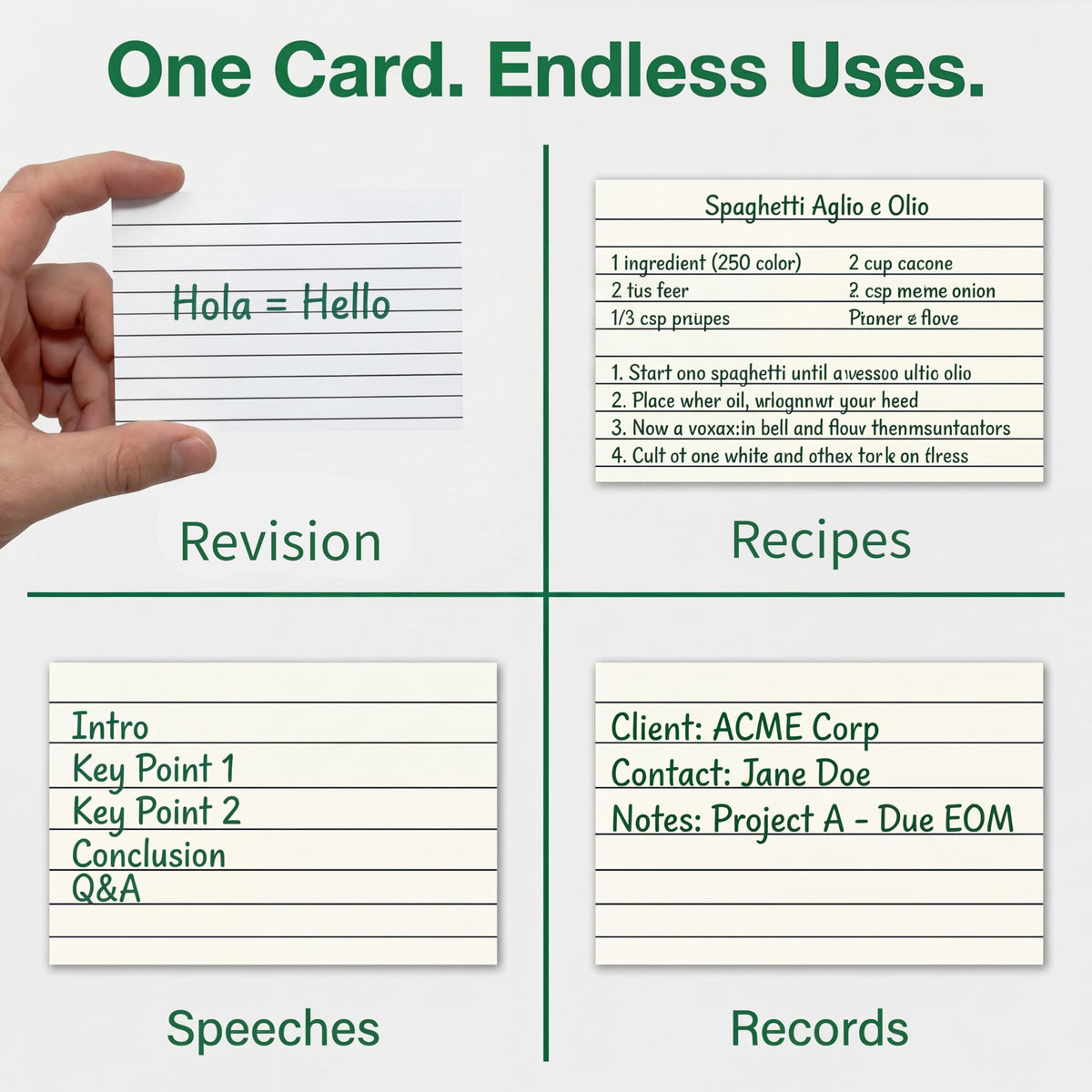 The Paper Shop 3x5 Index Cards - White Ruled Flash Cards - A7 (500 Pack) | Index Cards 3x5 Lined