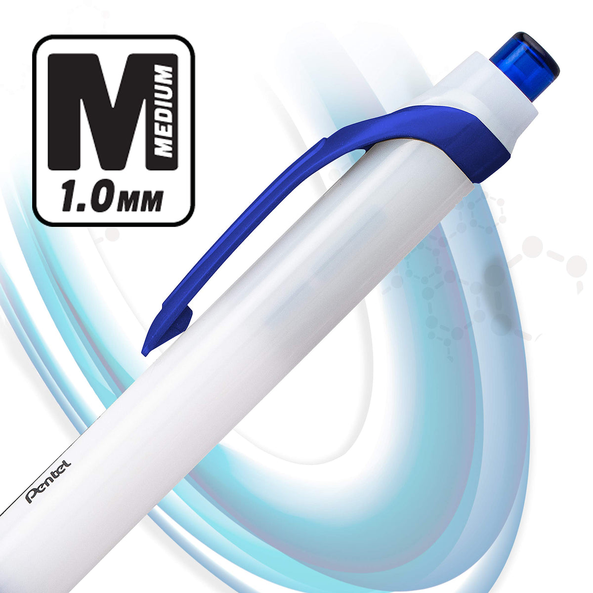 Pentel GlideWrite with TechniFlo Ink Ballpoint Pen, (1.0mm) Med. Line, Black/Blue Ink, 48 Pieces