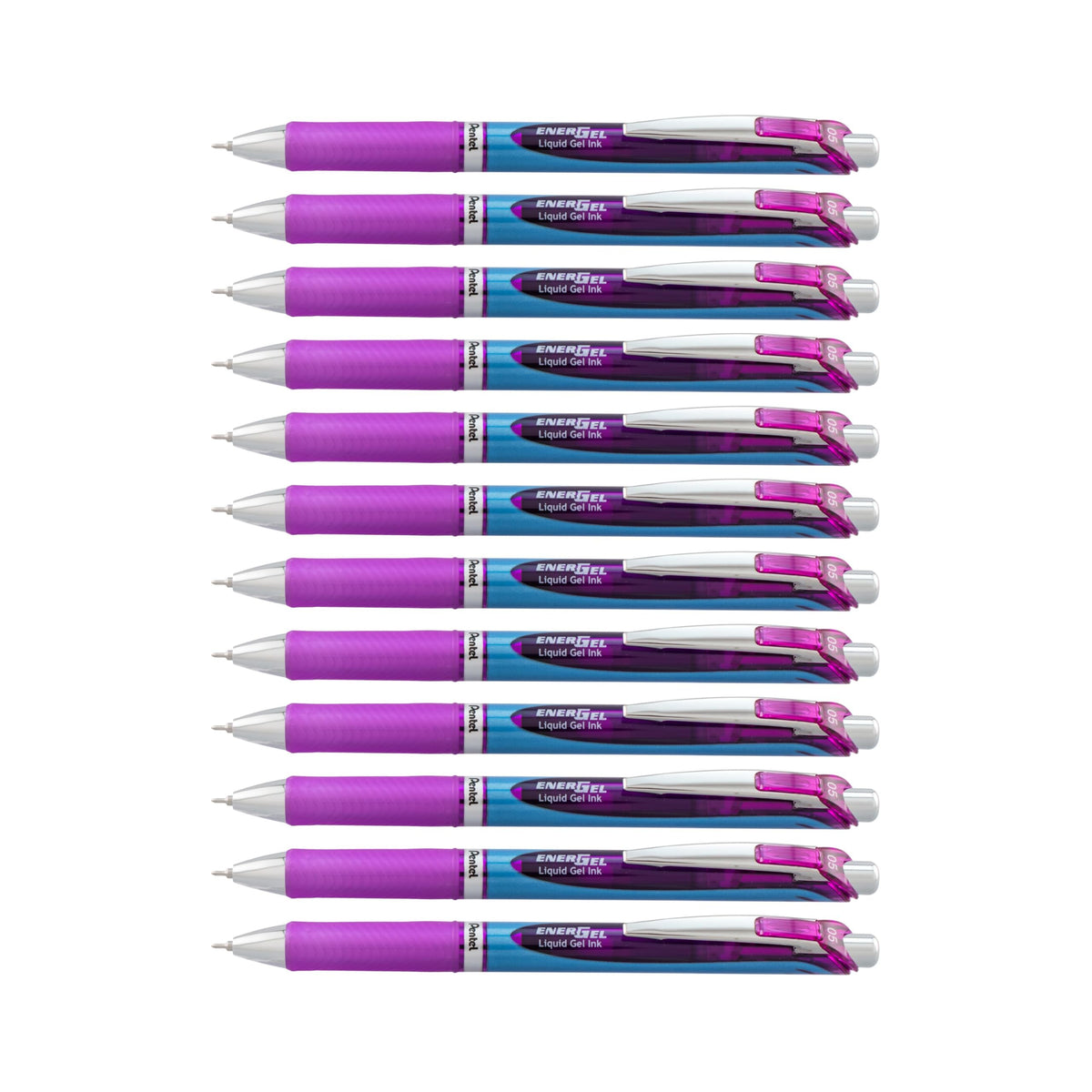 Pentel EnerGel Deluxe RTX Retractable Liquid Gel Pen, Fine Line, Needle Tip, Violet Ink, Box of 12