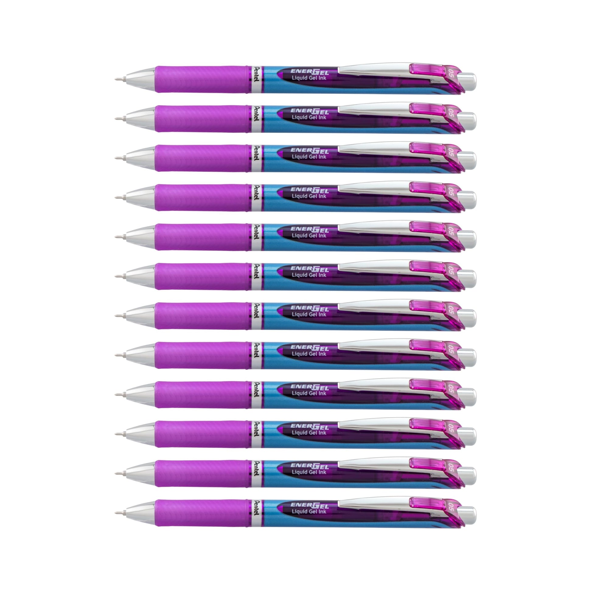 Pentel EnerGel Deluxe RTX Retractable Liquid Gel Pen, Fine Line, Needle Tip, Violet Ink, Box of 12