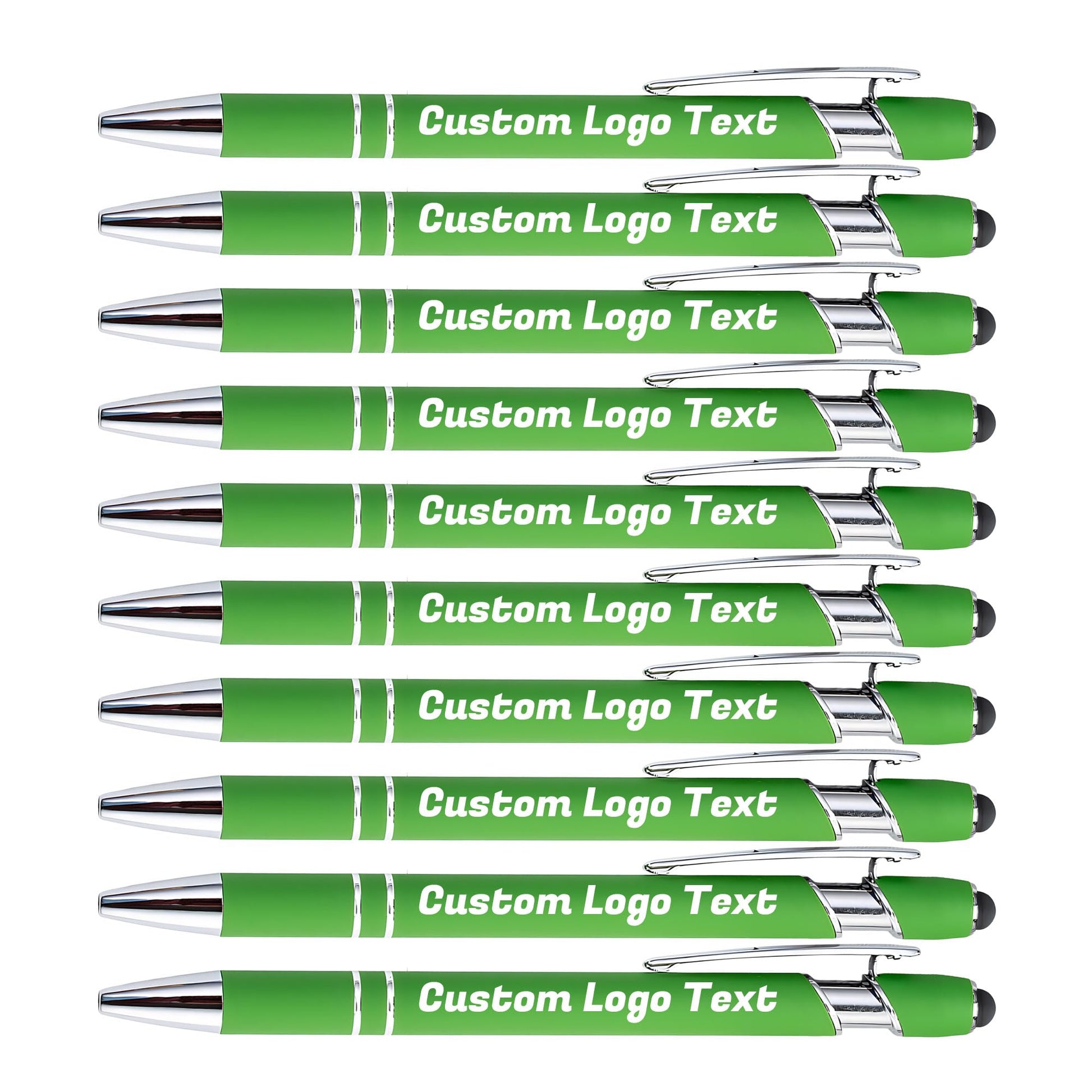 HEYZARDA Custom Pens Ballpoint with Stylus for Events, Green, 10 Pcs