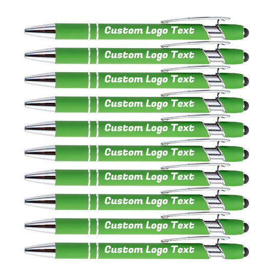 HEYZARDA Custom Pens Ballpoint with Stylus for Events, Green, 50 Pcs