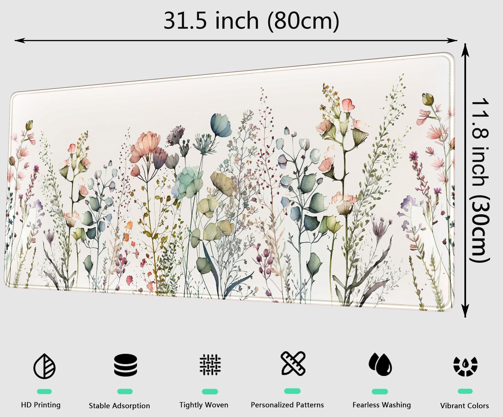 Cute Wild Flower Desk Mat, Boho Aesthetic XL Large Extended Gaming Mouse Pad Desk Pad with Stitched