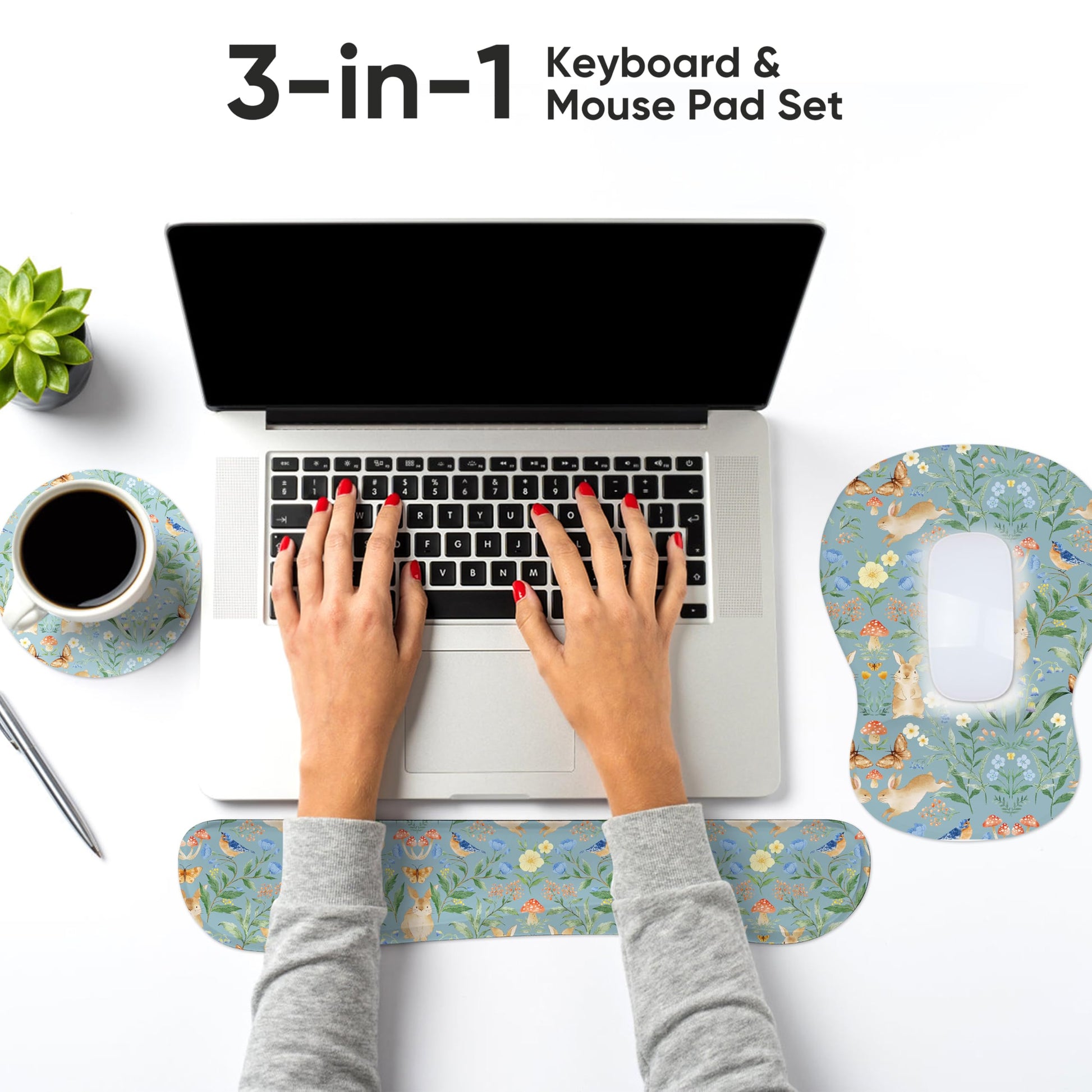 WINTOJO Mouse Pad Wrist Rest Support Keyboard Set Circle Coaster Gaming Mouse Pad Ergonomic Gel