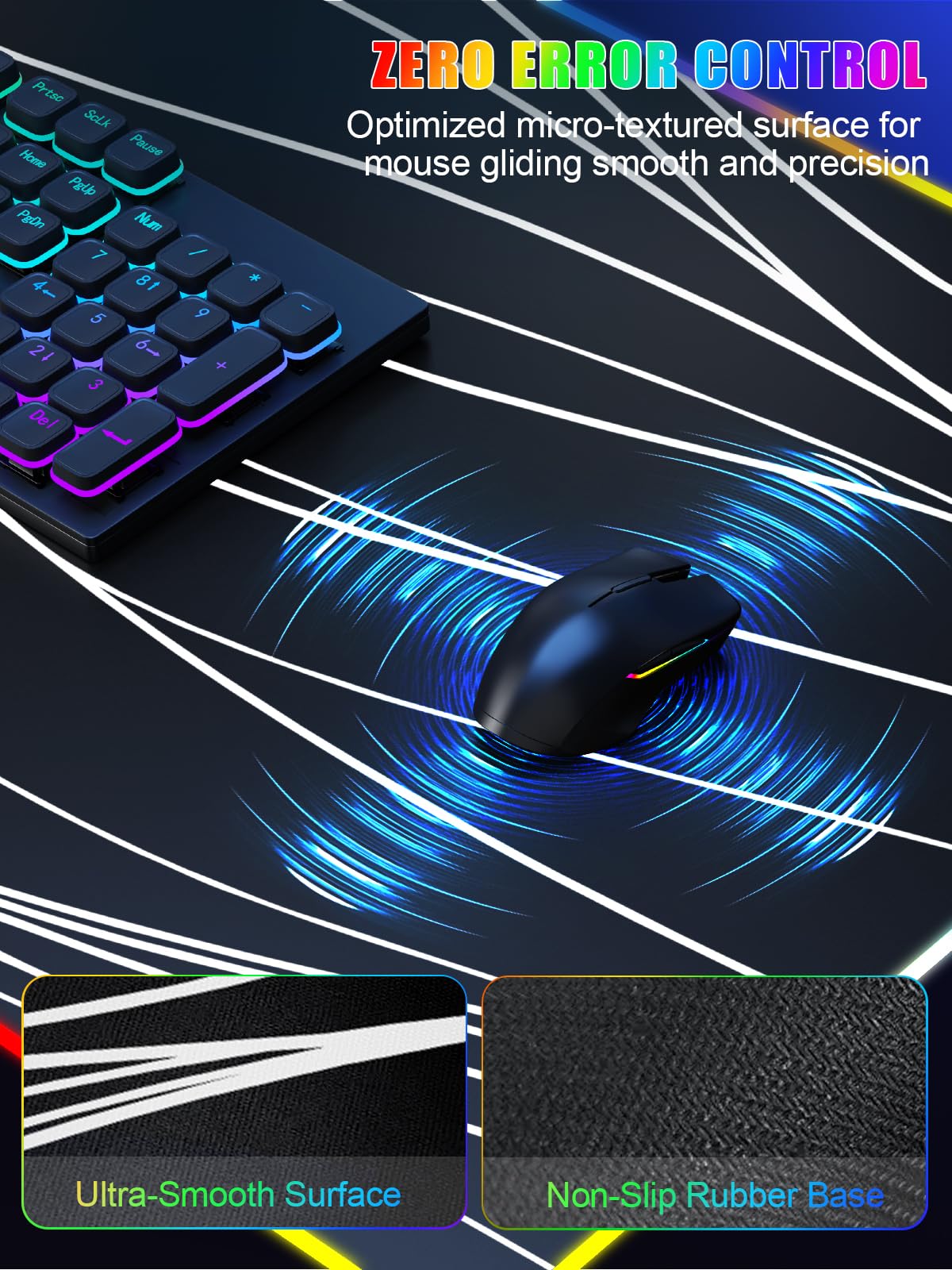 Mouse Pad with Foldable Phone Holder & Wireless Charger, XXL RGB Gaming Mousepad 31.5"x15.8" Large