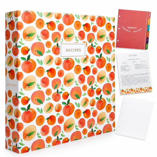 Jot & Mark Recipe Binder 8.5x11 | Spill-Proof Sleeves | Peach Dream