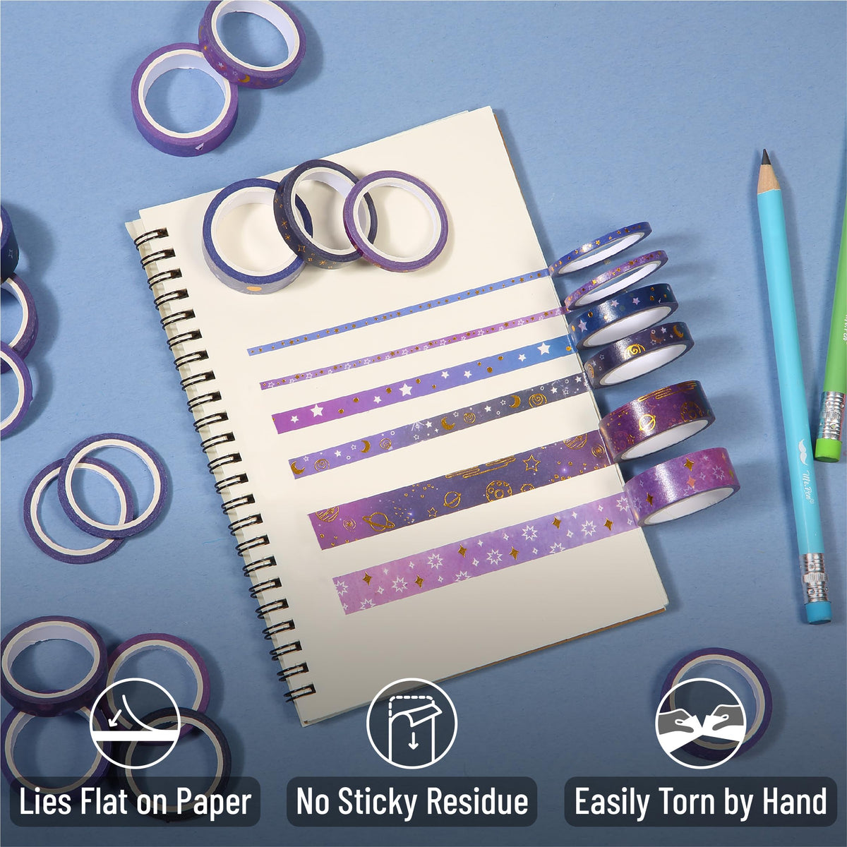 Mr. Pen- Washi Tape Set, 21 Rolls, Assorted Sizes, 5.5 Yards/Roll