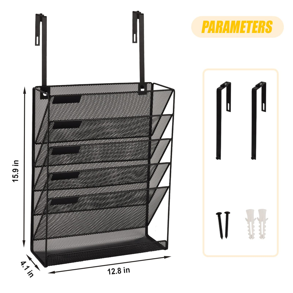 EASEPRES Desk File Organizer Mesh 6-Tier with Hangers, Hanging Wall Mount Document Organization