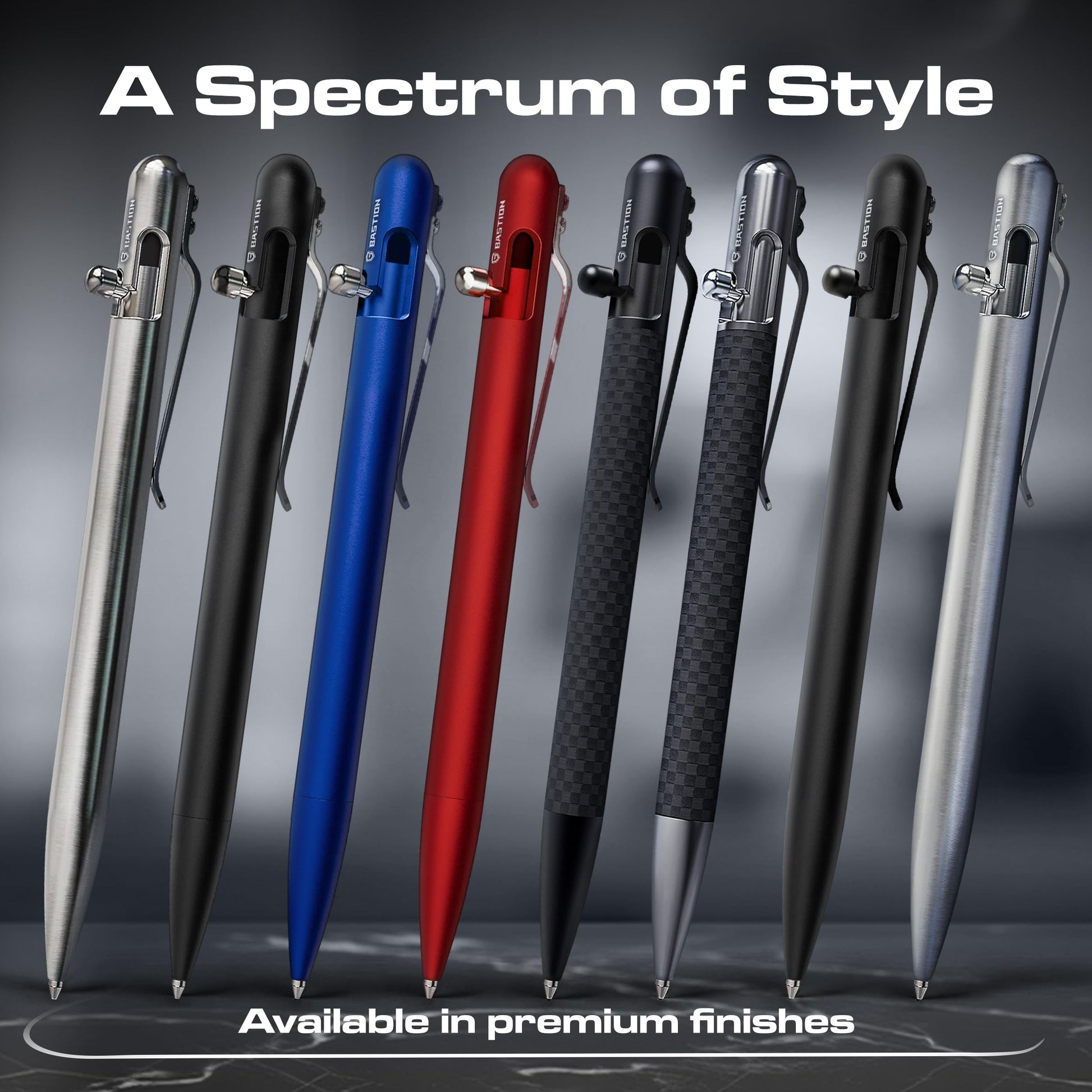 BASTION Bolt Action Pen, Stainless Steel Silver Slim, HyperBolt & ZeroSeam EDC Pen, Refillable