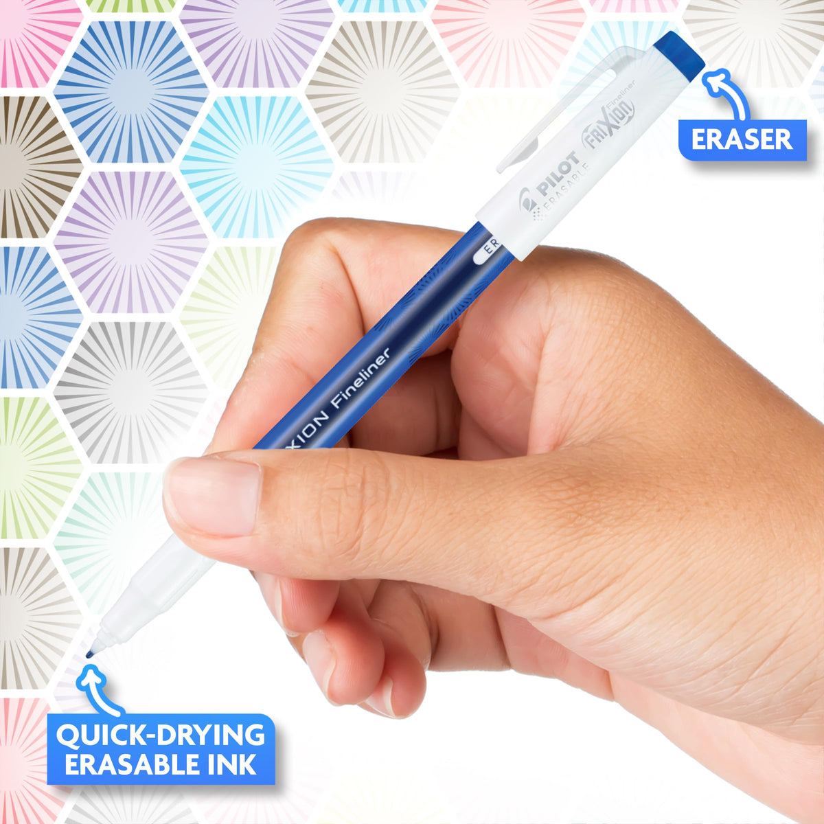 PILOT FriXion Fineliner Erasable Marker Pens, Fine Point, Blue Ink, 12-Pack (11467)
