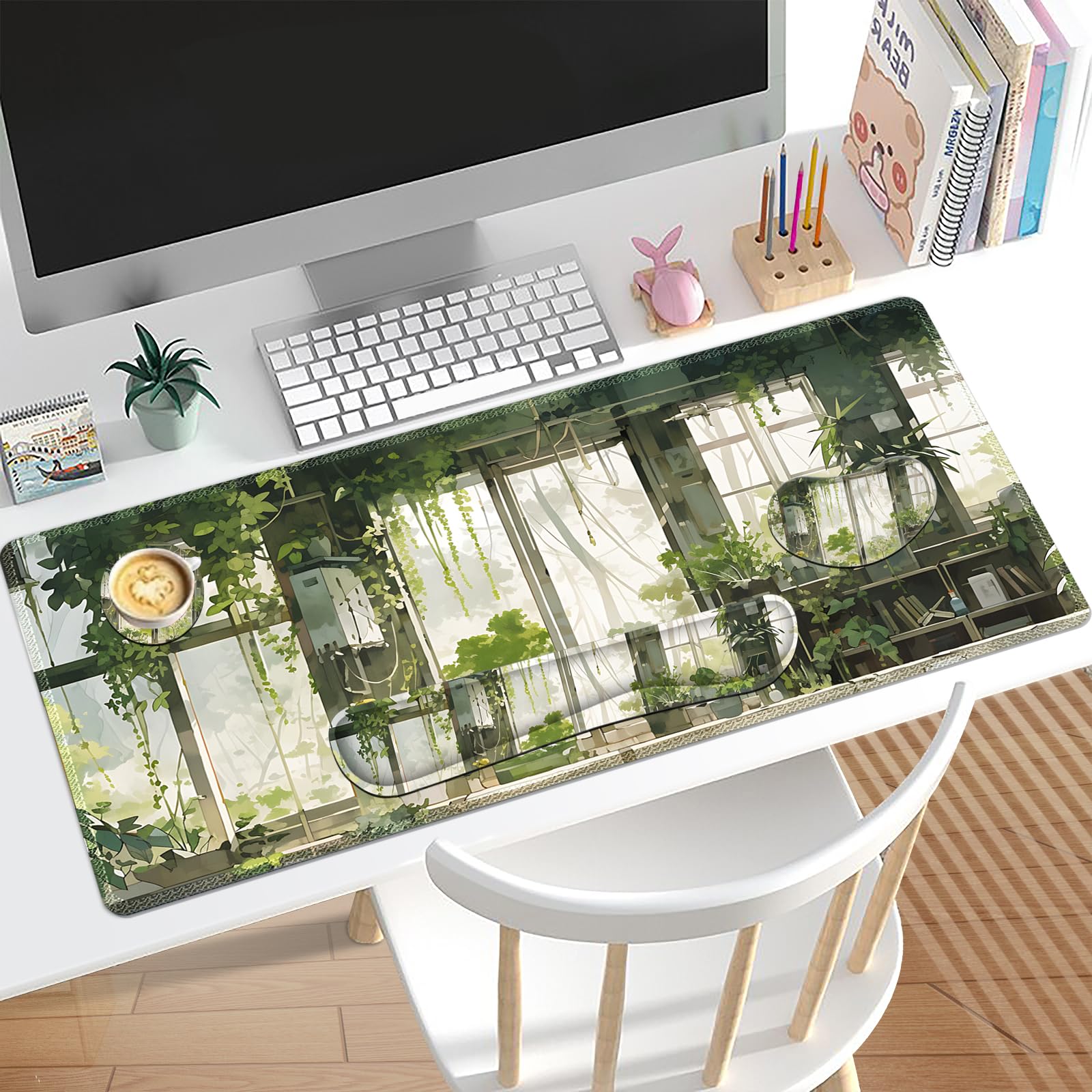 Lauspuck Large Mouse Pad and Keyboard Wrist Rest, Extended Mouse Pad with Wrist Support Ergonomic