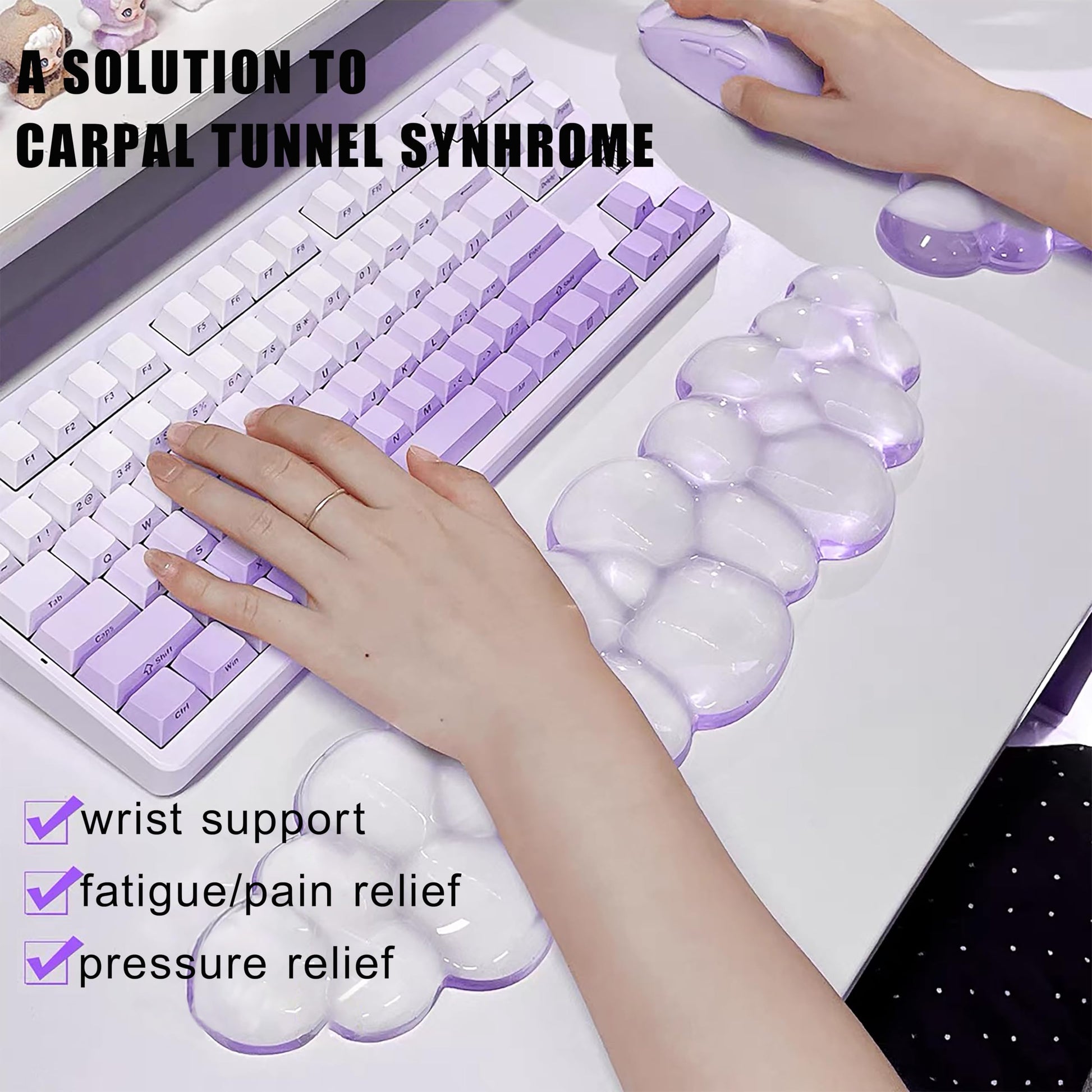 Aszqvd Mouse Pad with Wrist Rest, Soft Cloud Gel Keyboard Mouse Pad Set with Hand Wrist Support