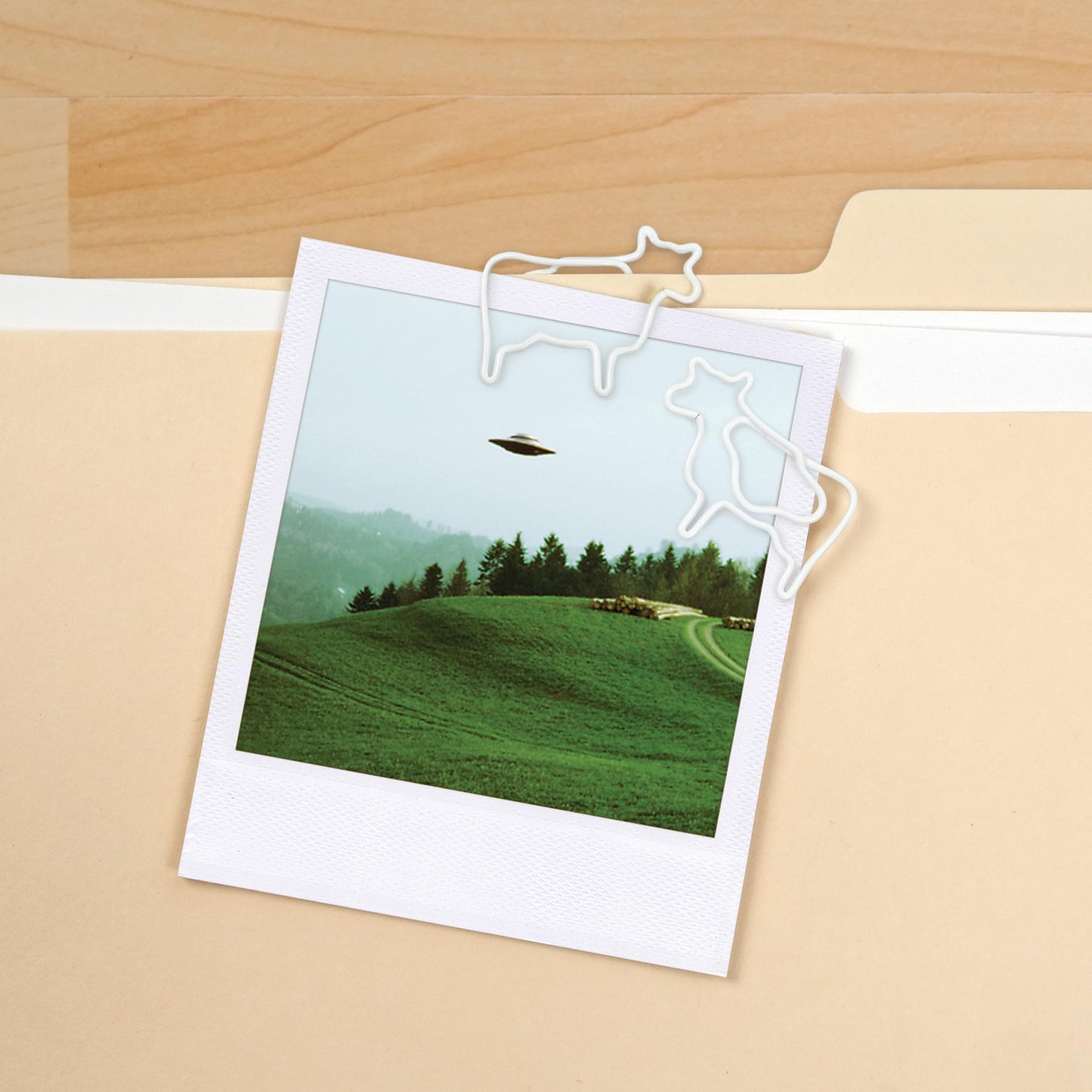 Genuine Fred Filing Saucer Paperclip Dispenser UFO Holder with Cow Paperclips, Space Themed Desktop