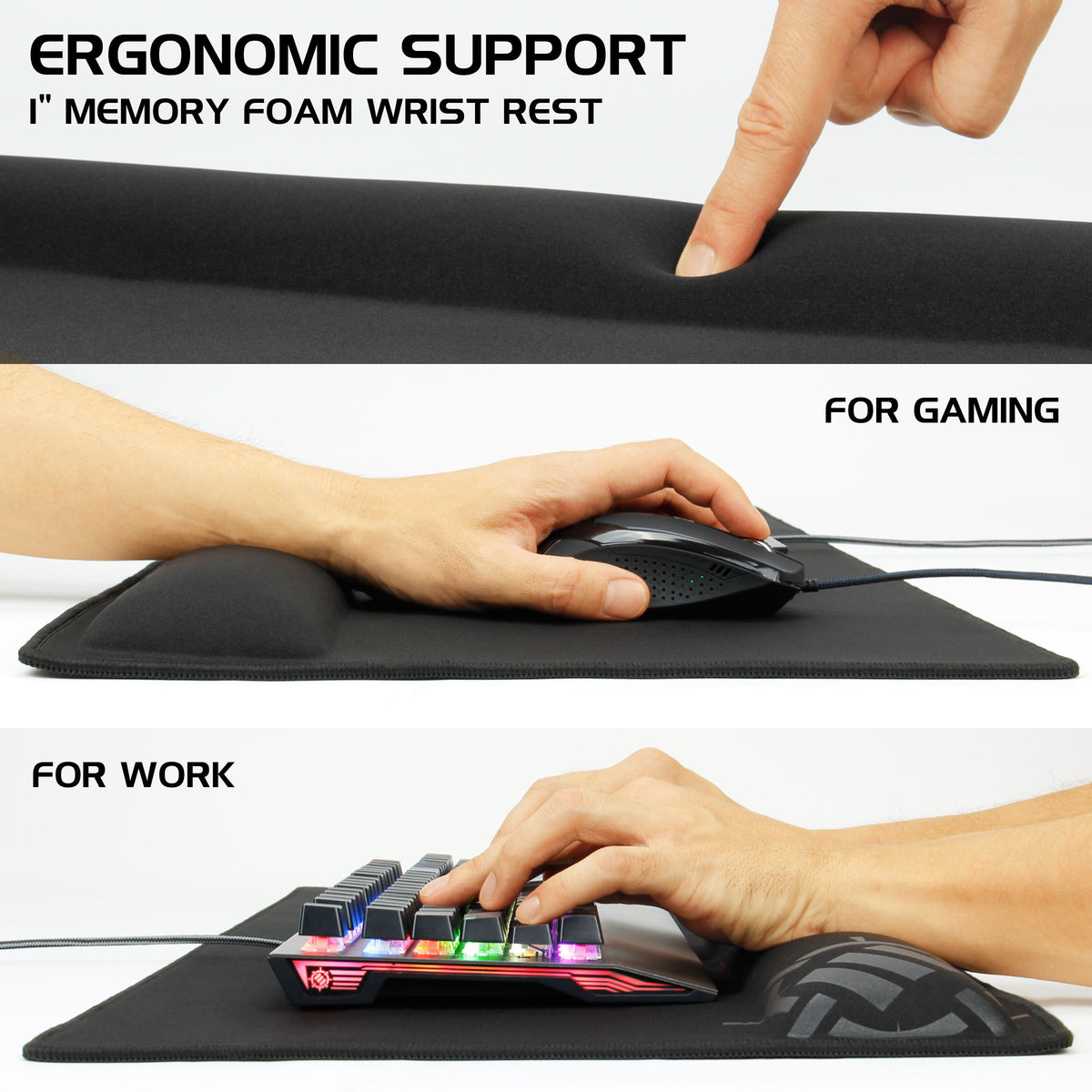 ENHANCE XXL Large Mouse Pad for Desk with 2XL Ergonomic Memory Foam Wrist Rest Support (31.5 x