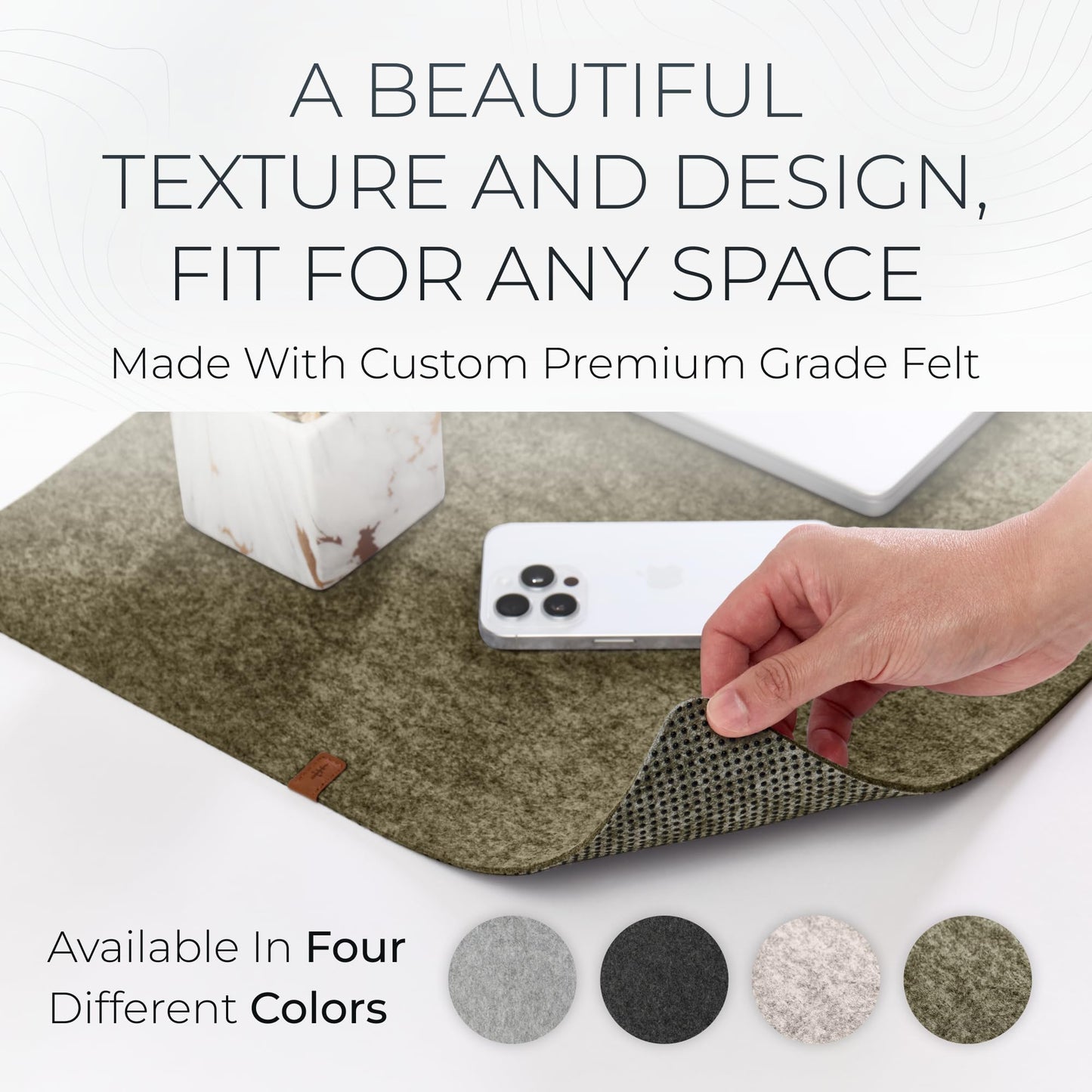 Nordik Felt Desk Mat - Large Felt Desk Pad - Timber Moss Green 35 x 17 in