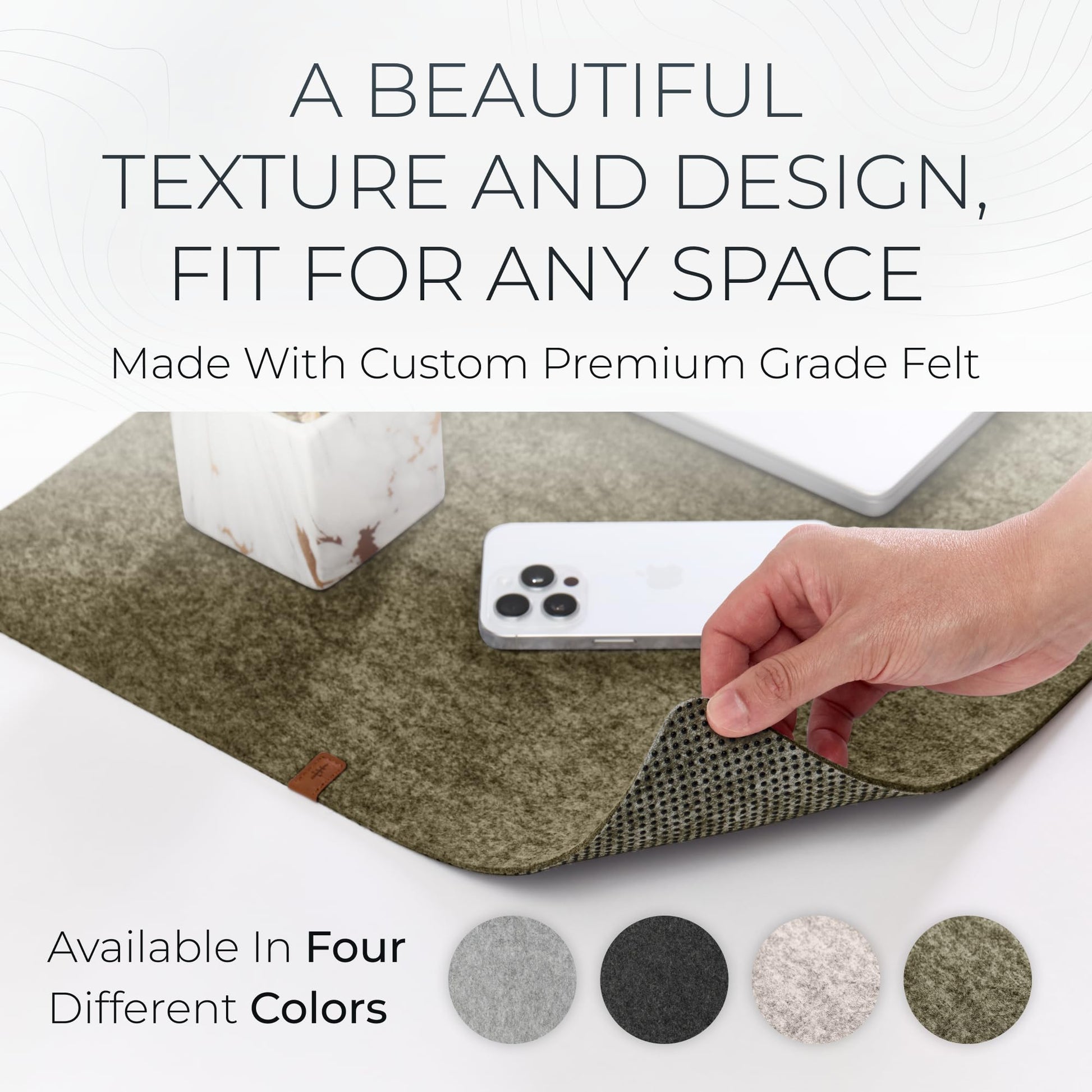 Nordik Felt Desk Mat - Large Felt Desk Pad - Timber Moss Green 35 x 17 in