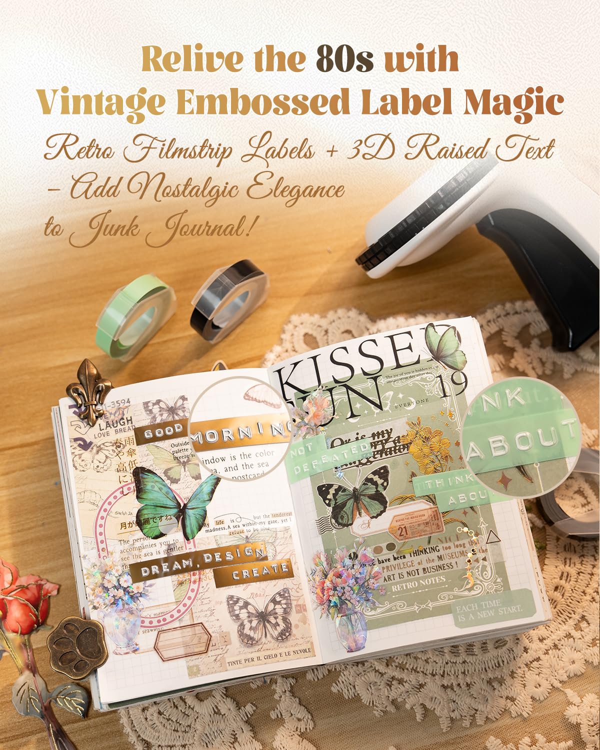 Embossing Label Maker, Scrapbook Junk Journal Supplies Kit, Embossed-Labels