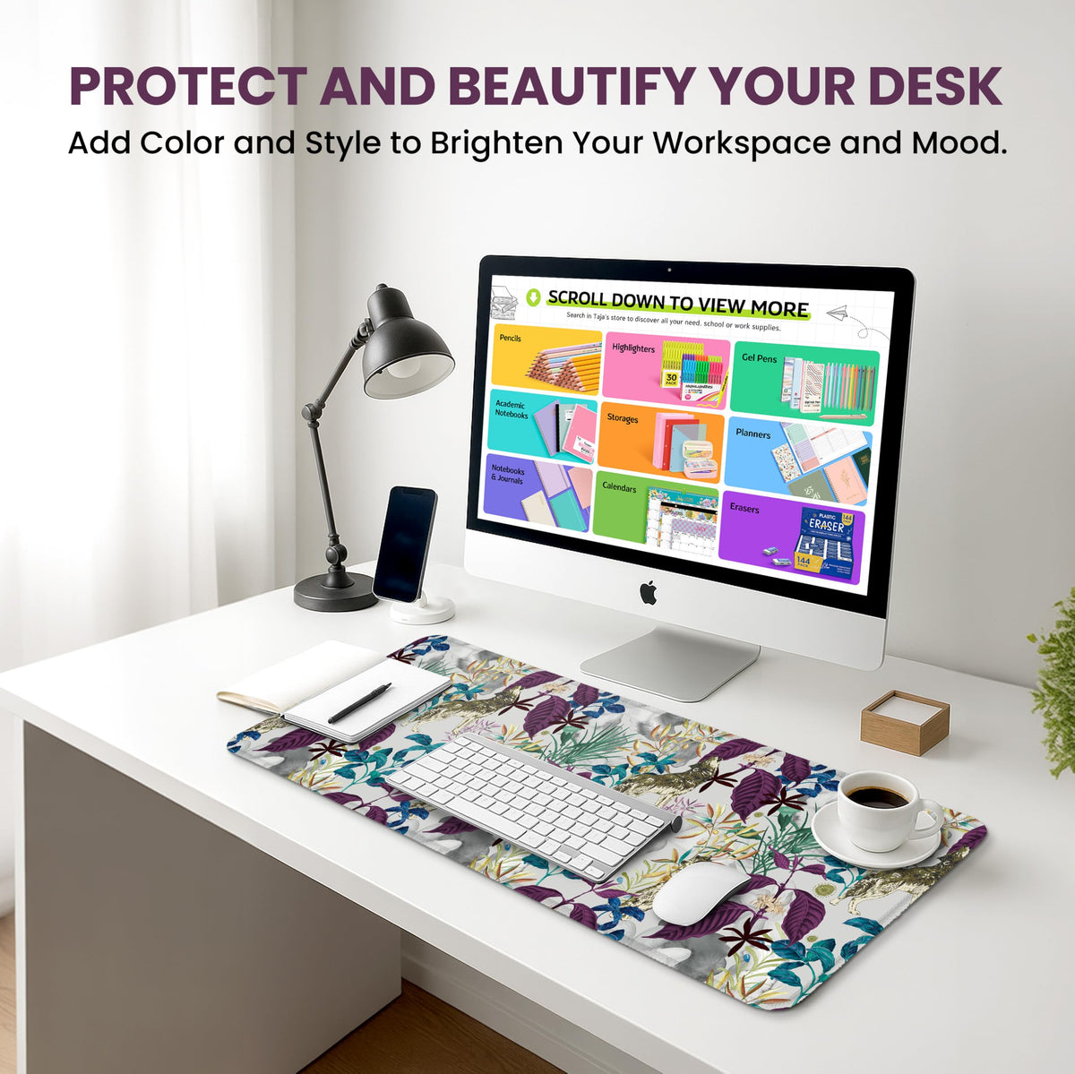 ZapDesk Large Desk Mat, Extended Mouse Pad for Desktop, 31.5" x 11.8"