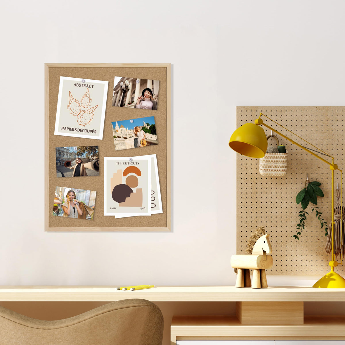 DAHAPYBOO 24x18 Cork Board for Office with Pin Oak Wood Boards,