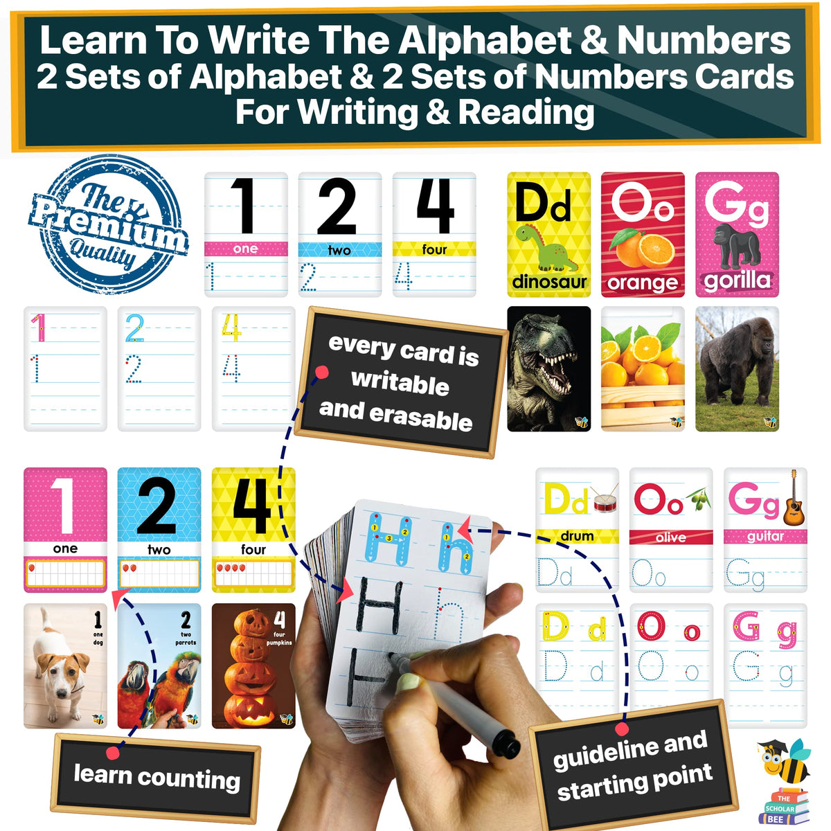 Flash Cards for Toddlers 2-4 Years – Jumbo Learning Box Set with Real Pictures - Alphabet Number