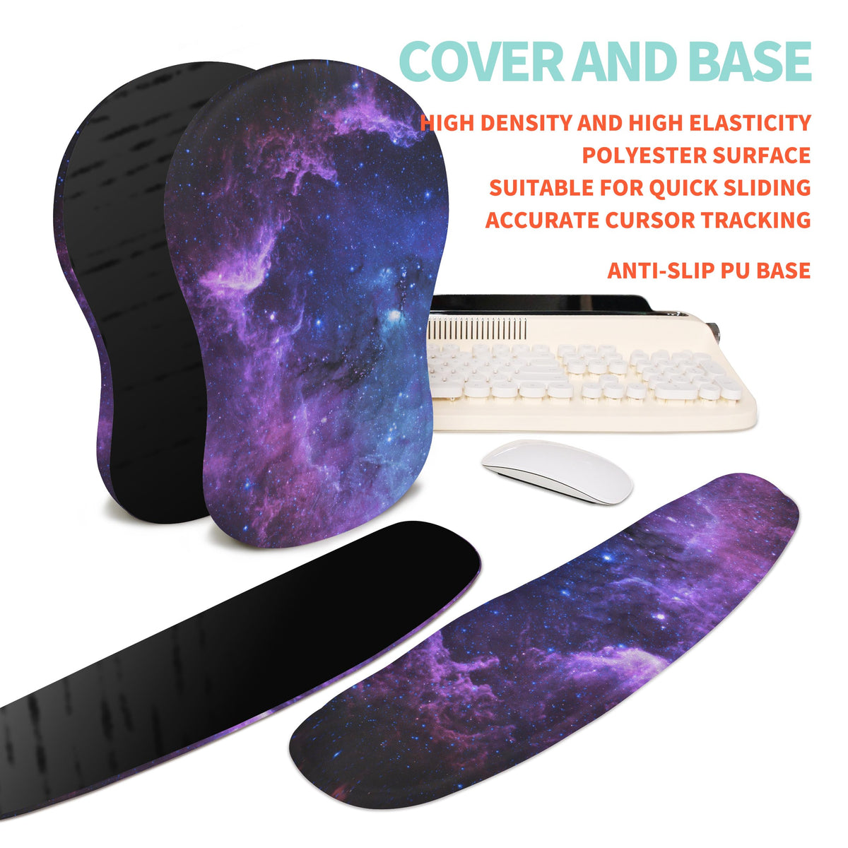 KUOSGM 2-in-1 Ergonomic Set, Wave Rise Keyboard Wrist Rest and Massage Bulge Slope Mouse Pad Wrist